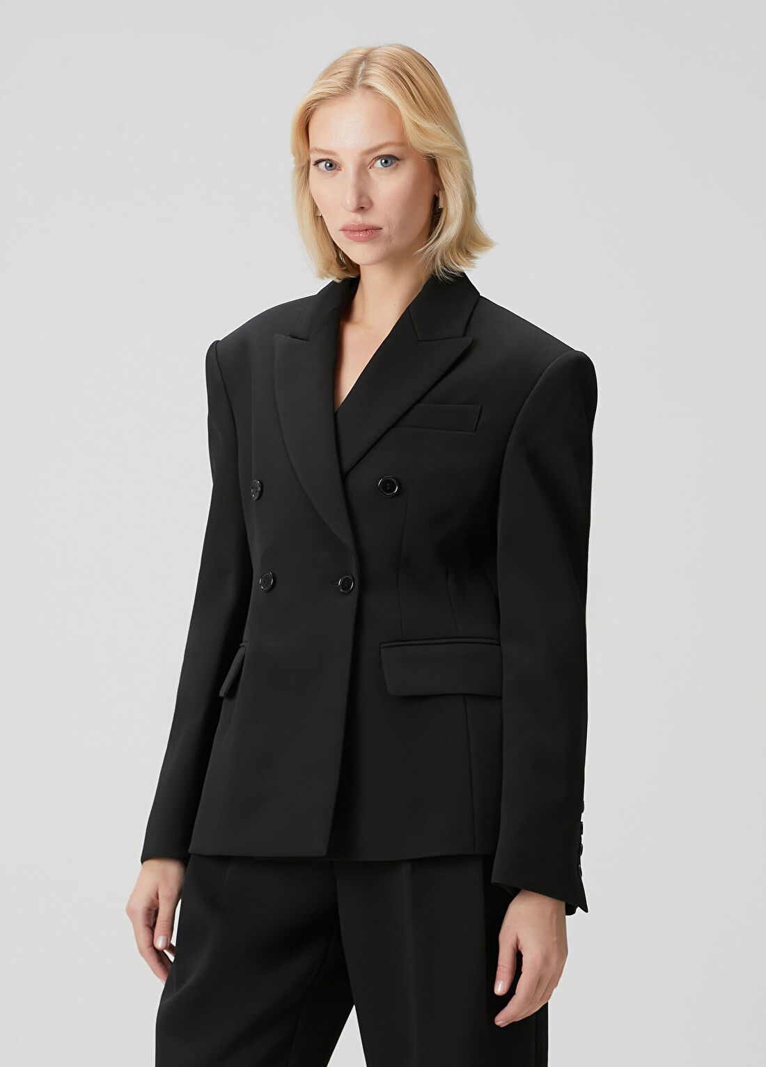 The Frankie Shop Siyah Kruvaze Blazer