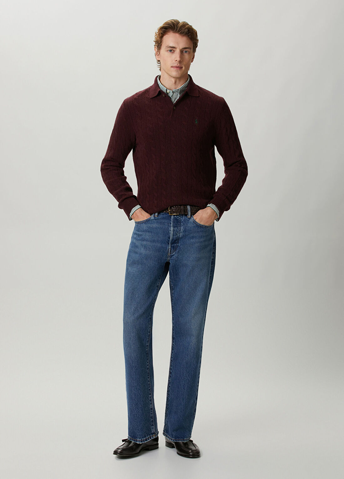 Polo Ralph Lauren Koyu Kırmızı Polo Yaka Yün Triko görsel 2