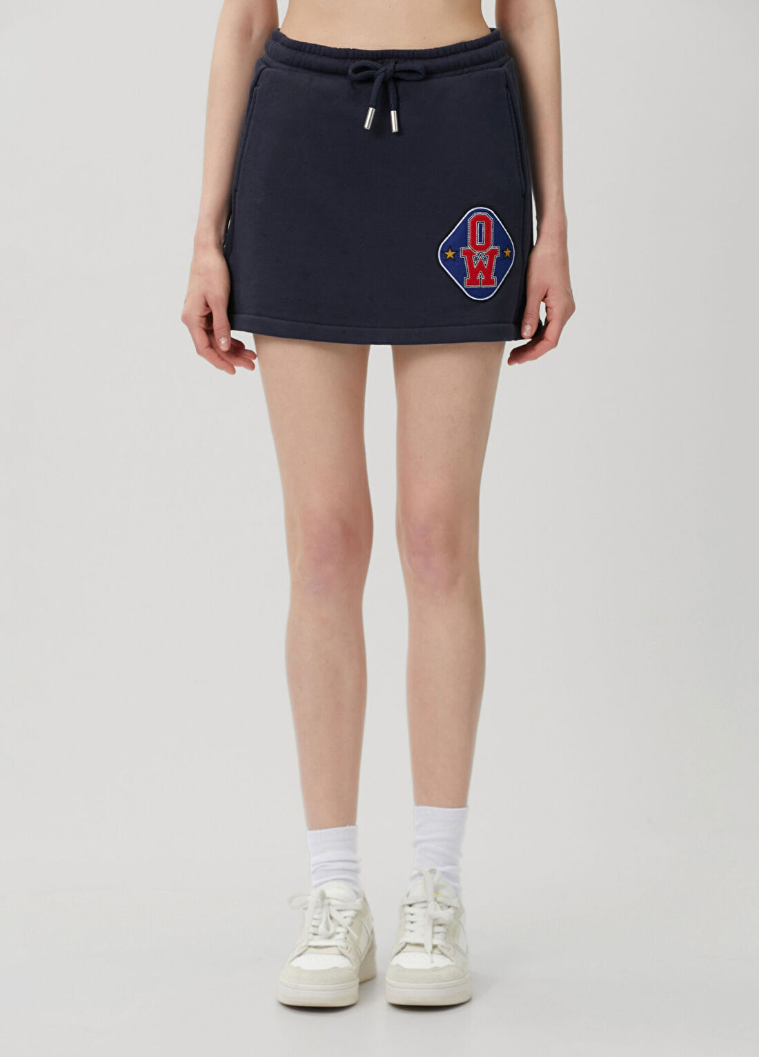 Off-White Lacivert Logolu Mini Etek görsel 2