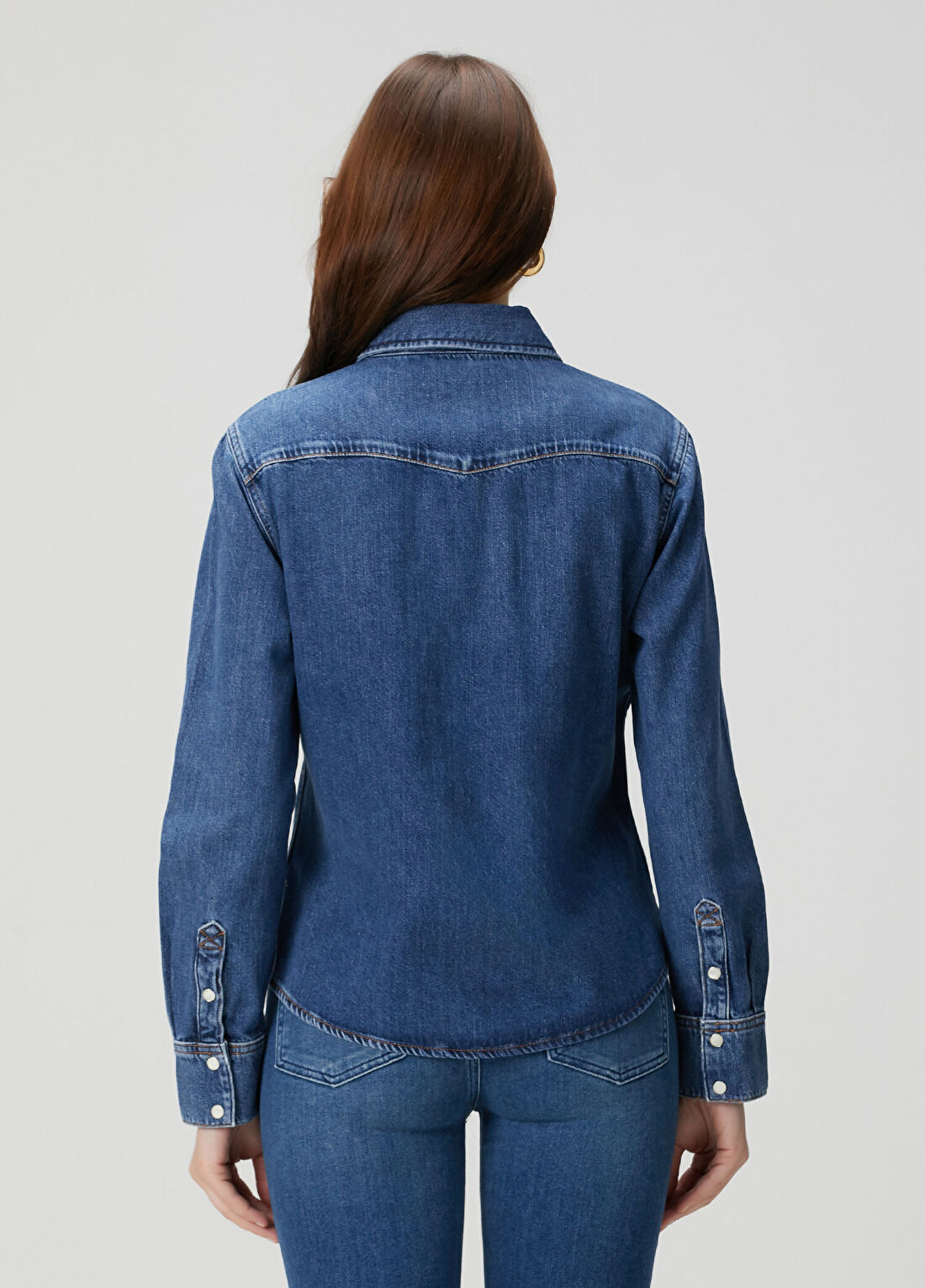 Frame Denim Classic Mavi Denim Gömlek görsel 4