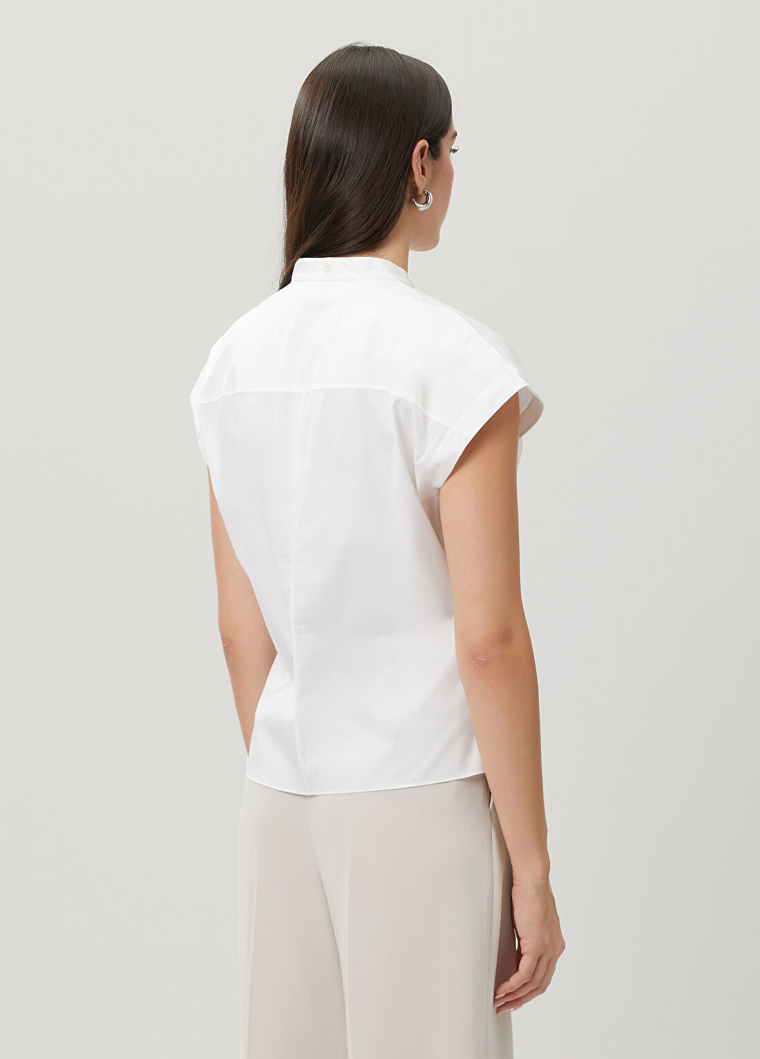 Theory Slim Fit Beyaz Poplin Bluz görsel 4