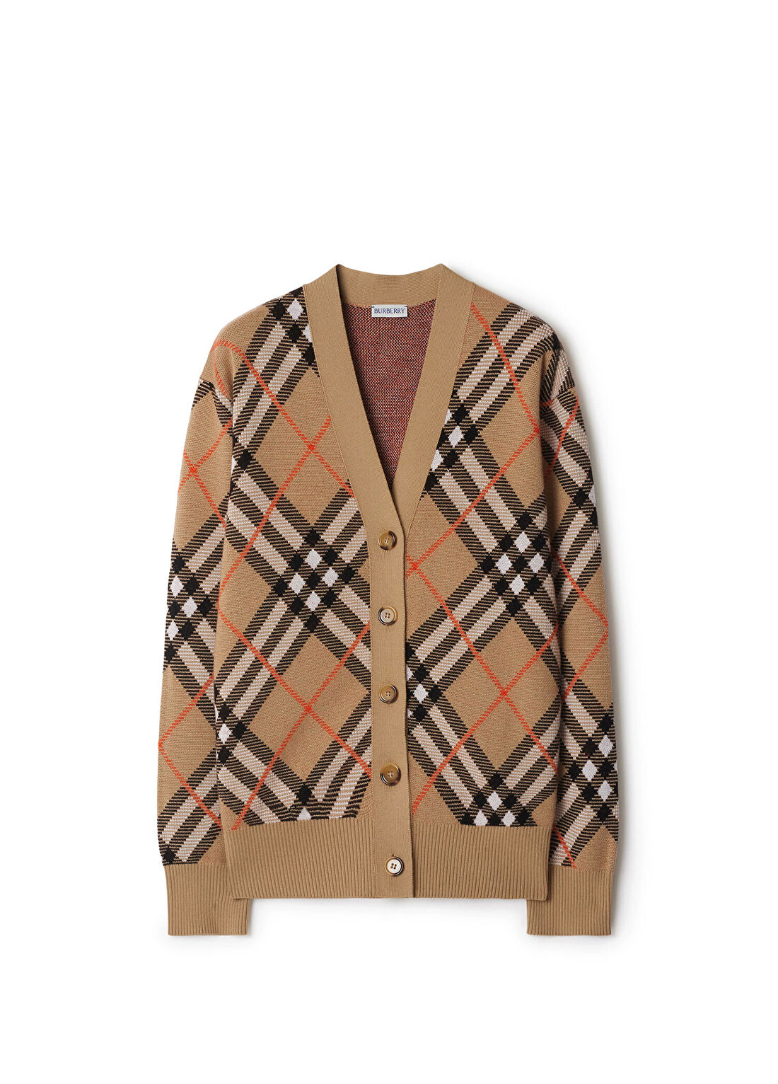 Burberry Check Bej Yün Karışımlı Kadın Hırka