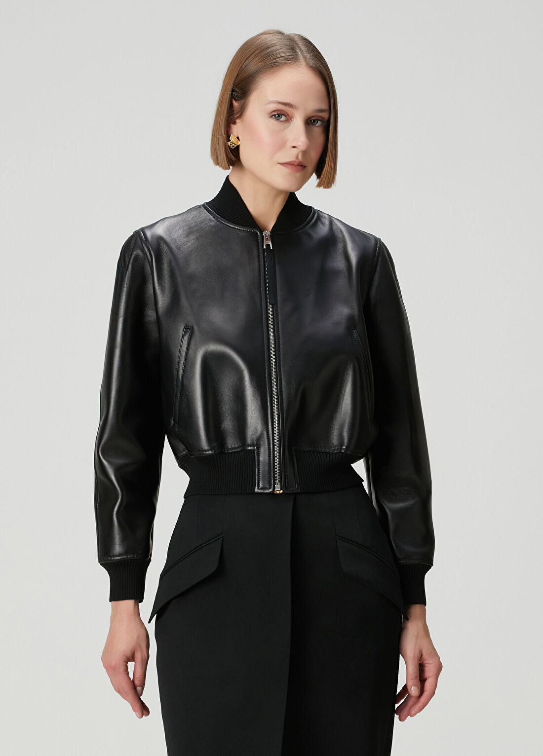 Givenchy Siyah Deri Bomber Ceket