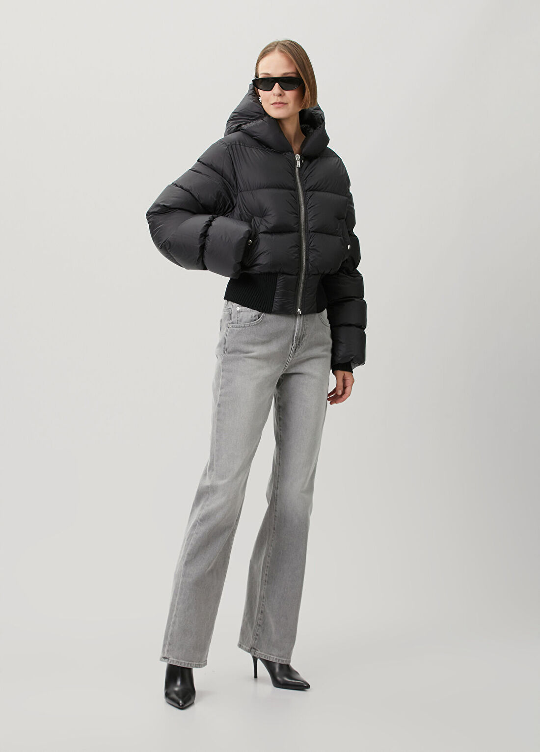 Rick Owens Siyah Kapüşonlu Puffer Mont görsel 2