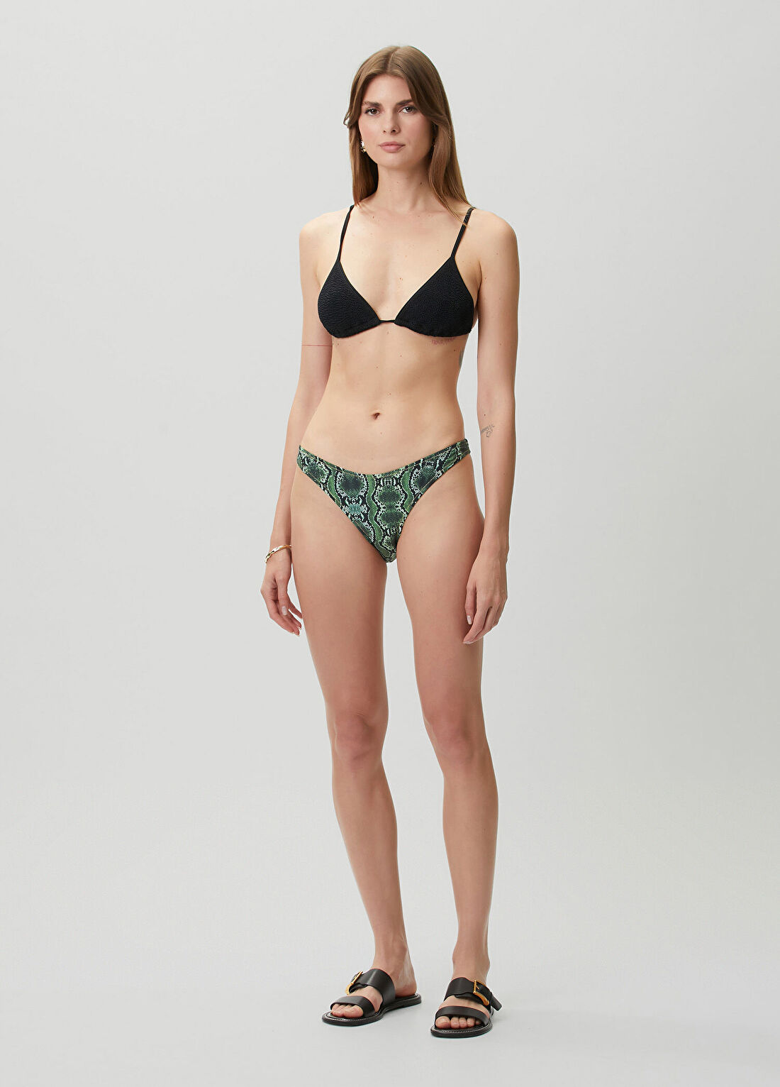 Reina Olga Scrunchie Yeşil Desenli Bikini Altı