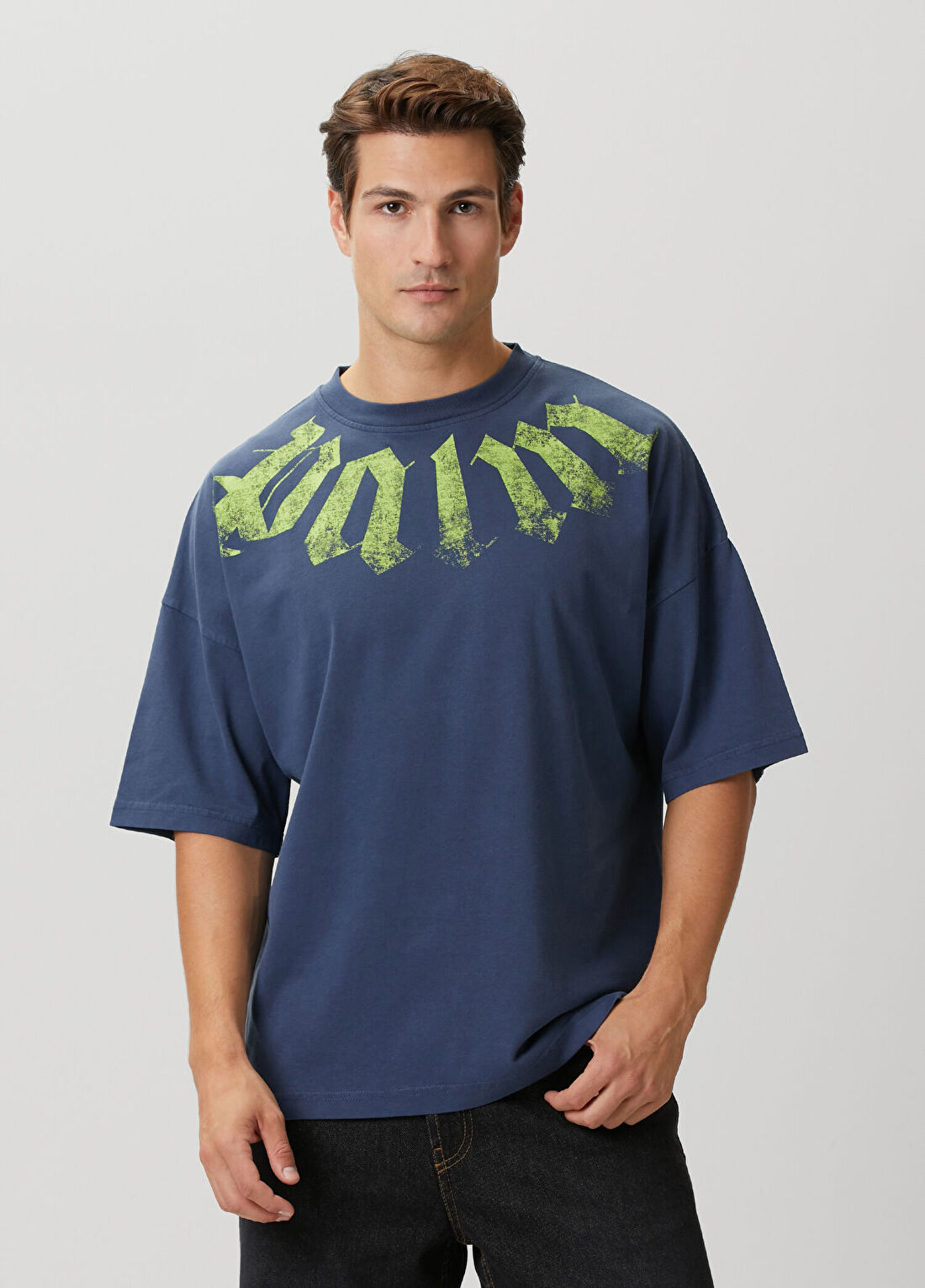 Palm Angels Lacivert Logo Baskılı T-shirt