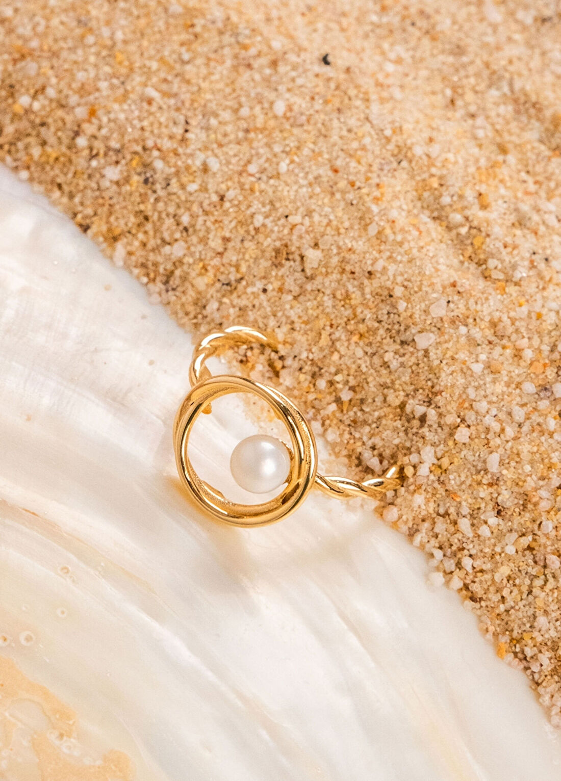 Safir Mücevher Deep Sea İnci Taşlı 14 Ayar Gold Kadın Altın Yüzük görsel 2