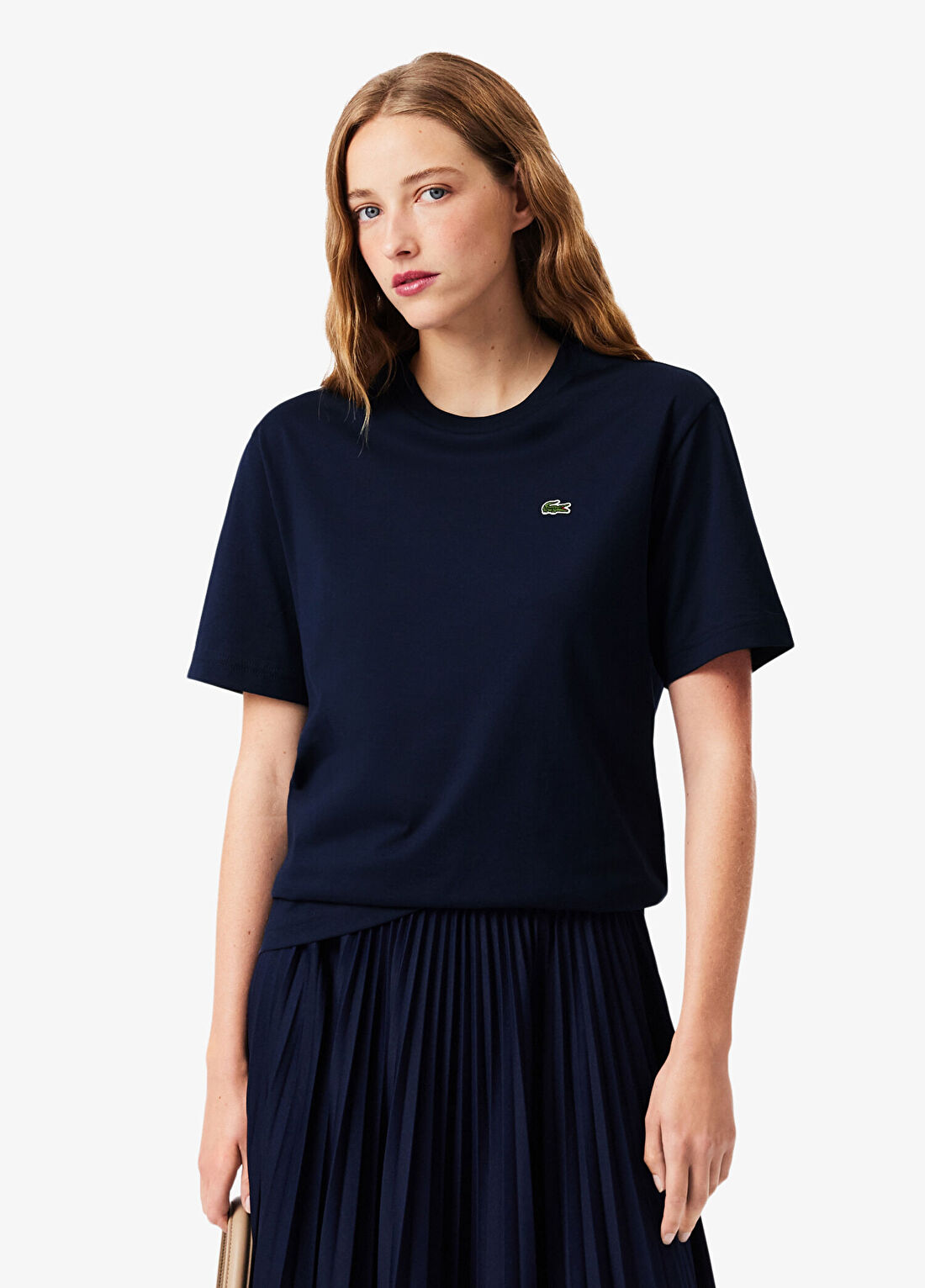 Lacoste Lacivert Bisiklet Yaka Relaxed Fit Kısa Kollu Kadın T-shirt