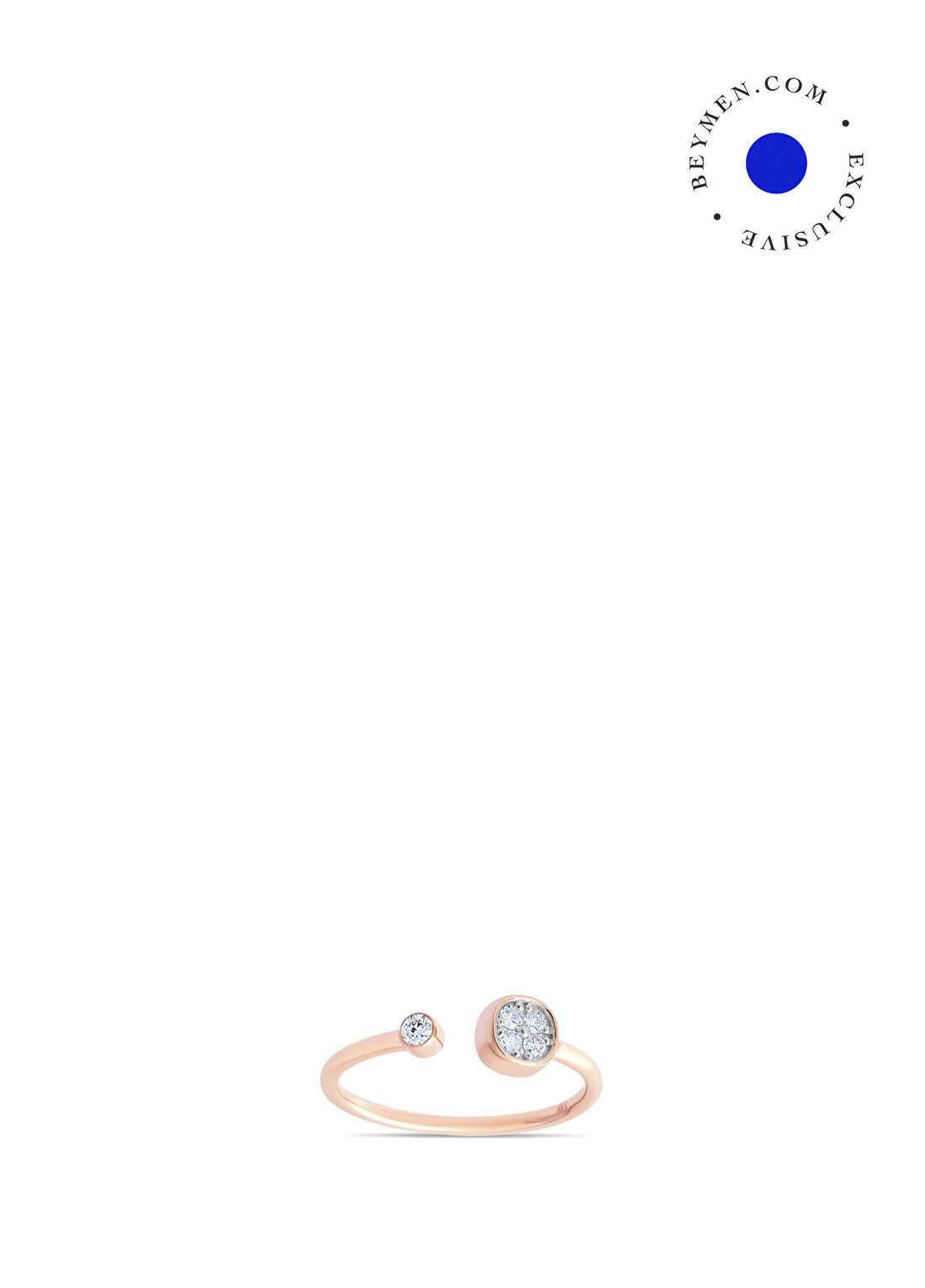 Safir Mücevher Luna Duo Pırlanta Taşlı 14 Ayar Rose Gold Kadın Yüzük