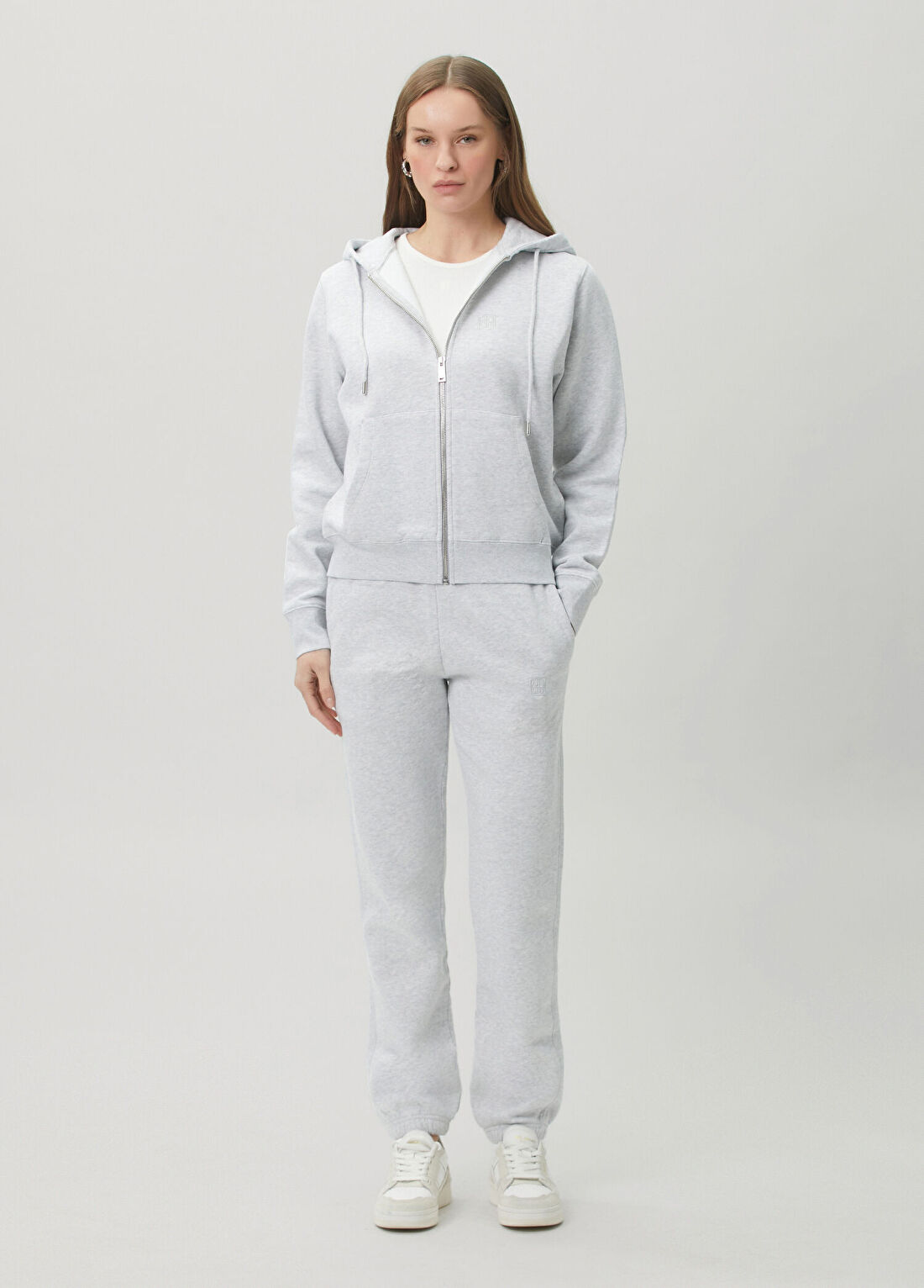 Anine Bing Casper Gri Kapüşonlu Fermuarlı Sweatshirt görsel 2