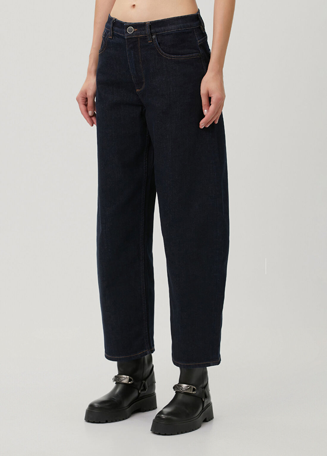 AllSaints Sadie Barrel Lacivert Jean Pantolon görsel 3