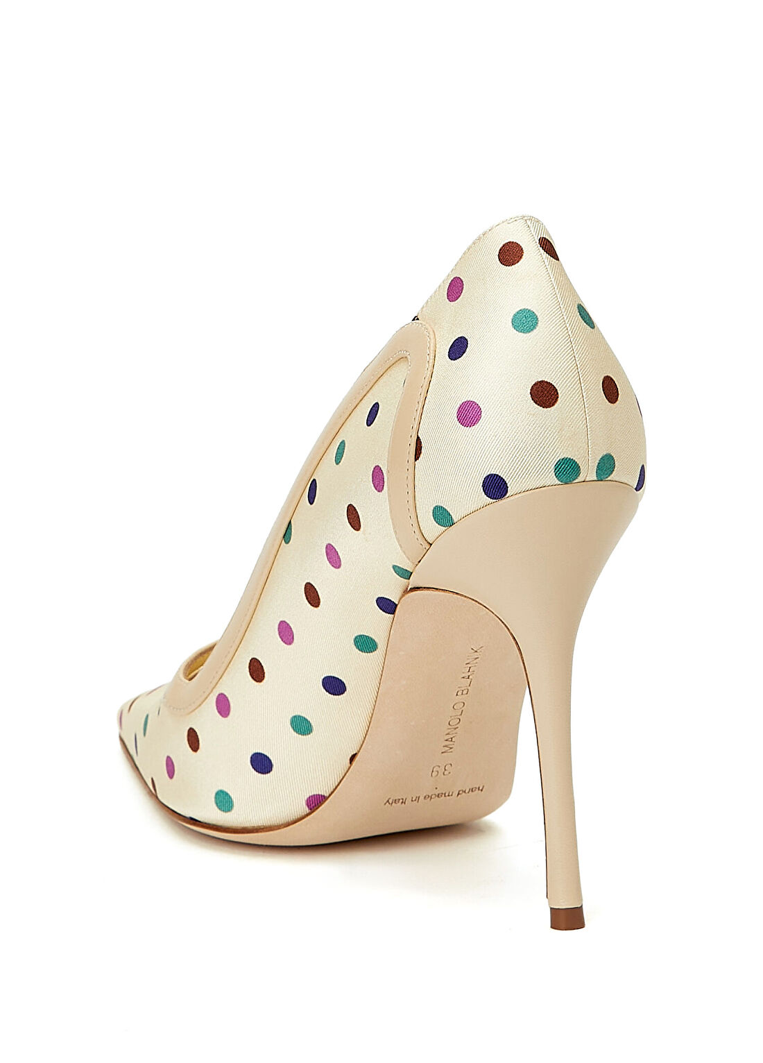Manolo Blahnik Labama Açık Sarı İpek Stiletto görsel 3