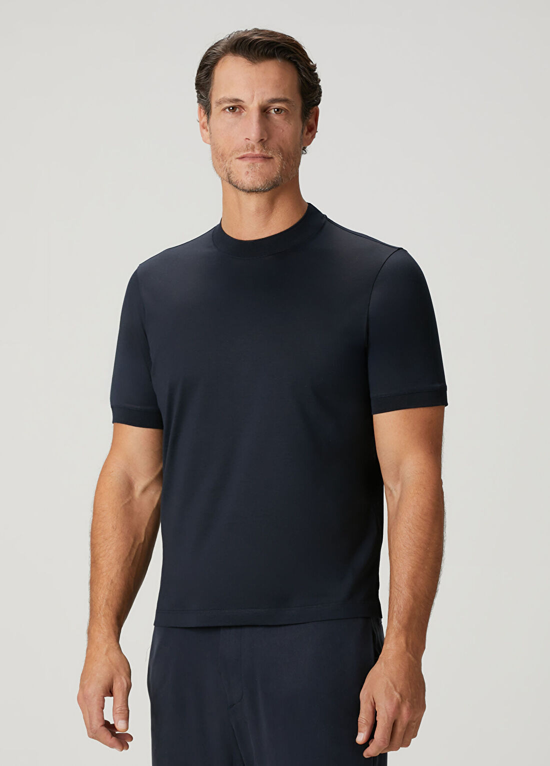 Canali Lacivert Basic T-shirt görsel 3