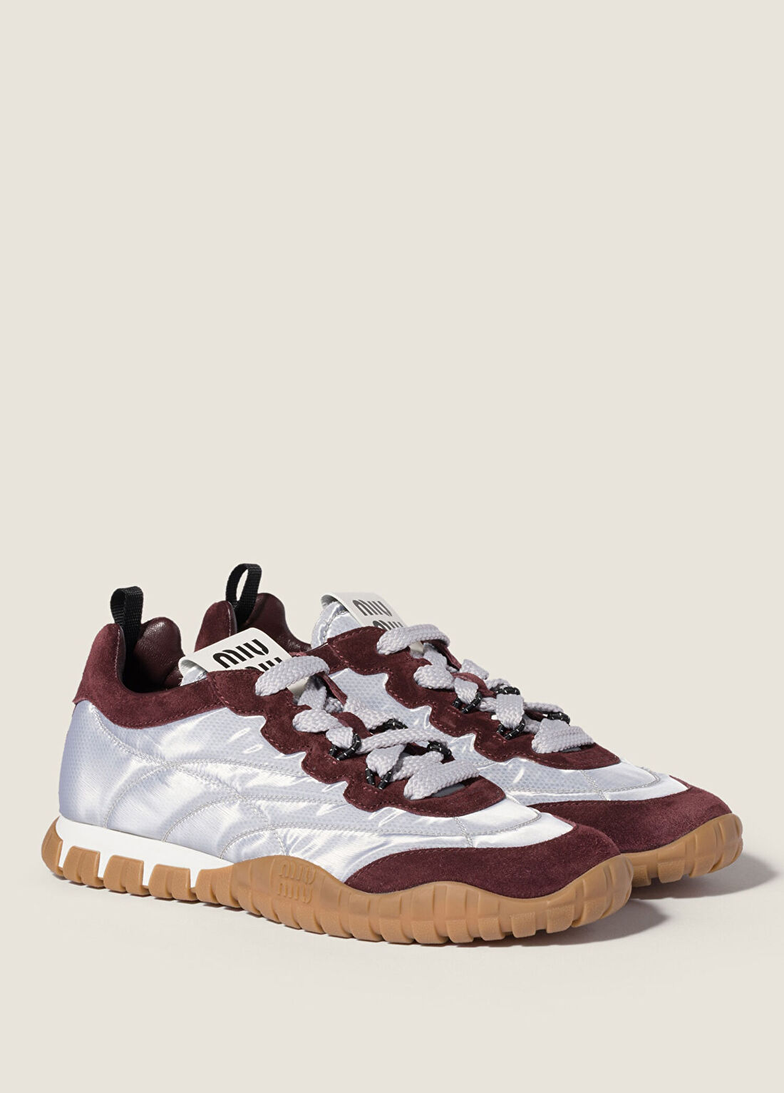 Miu Miu Tyre Gri Teknik Kumaş ve Süet Kadın Sneaker görsel 2