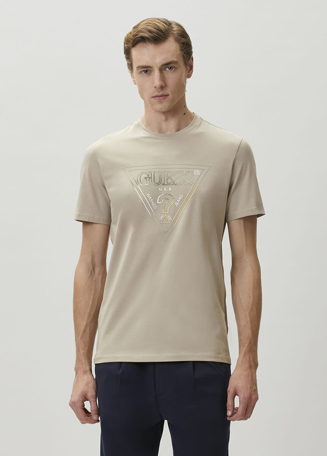 Guess Slim Fit Bej Jersey T-shirt