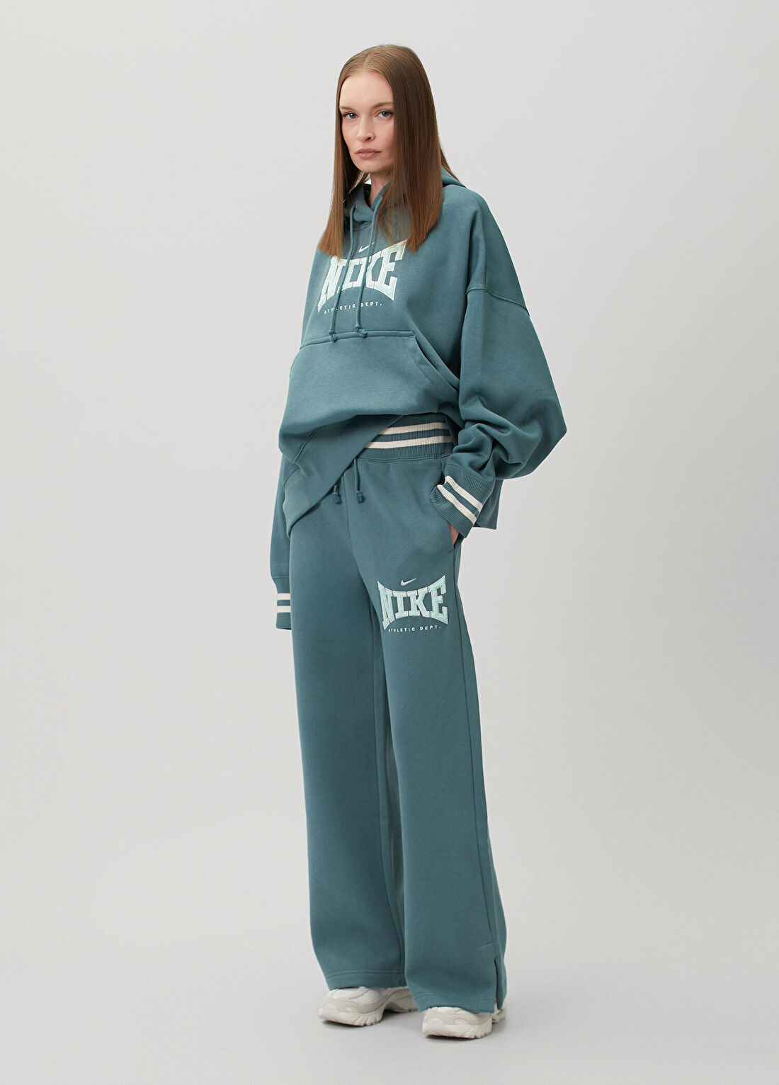 Nike Phoenix Fleece Yeşil Kapüşonlu Sweatshirt görsel 2