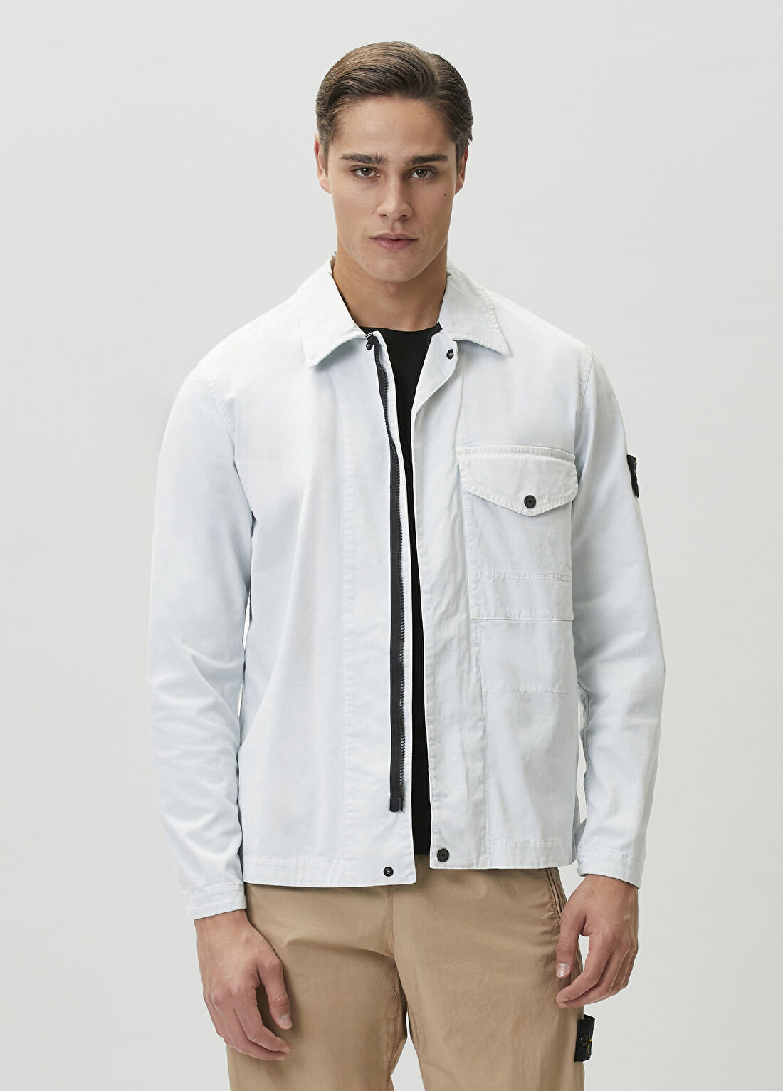 Stone Island Açık Mavi Kapüşonlu Dış Gömlek