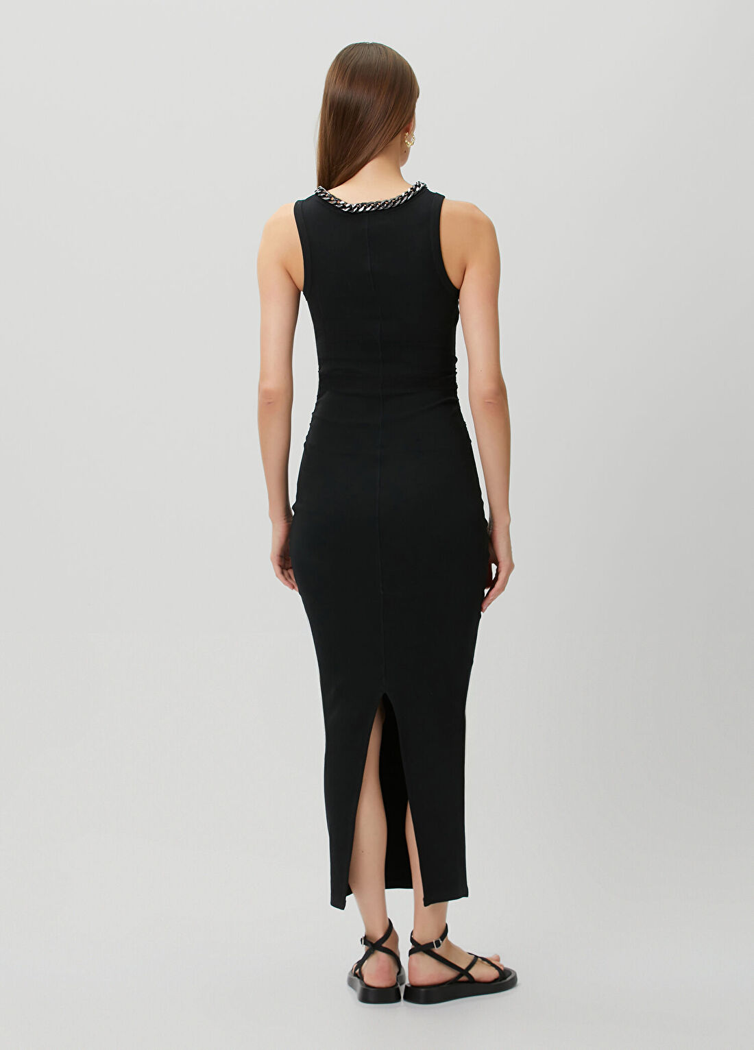 AllSaints Lucy Siyah Maksi Elbise görsel 4