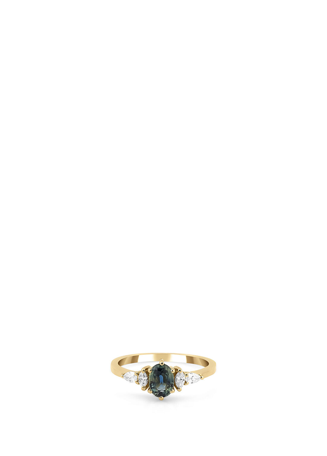 Mov Diamond Teal Safir ve Pırlanta Taşlı 14 Ayar Altın Kadın Yüzük