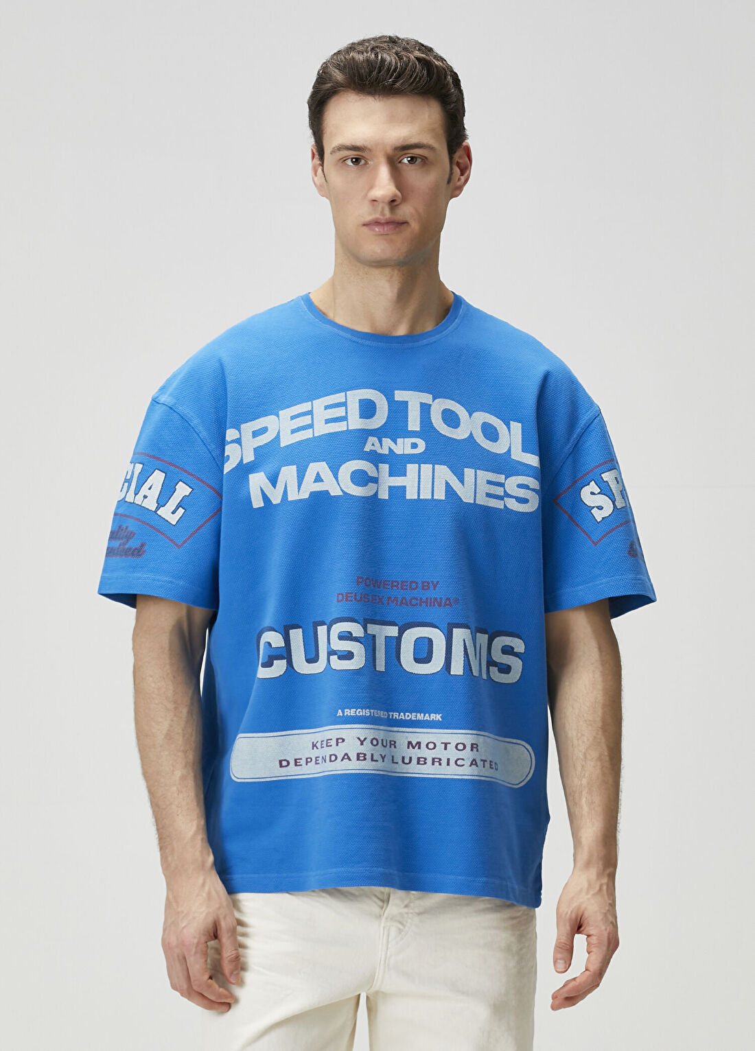 Deus Ex Machina Floodmark Mavi Beyaz Oversized T-shirt