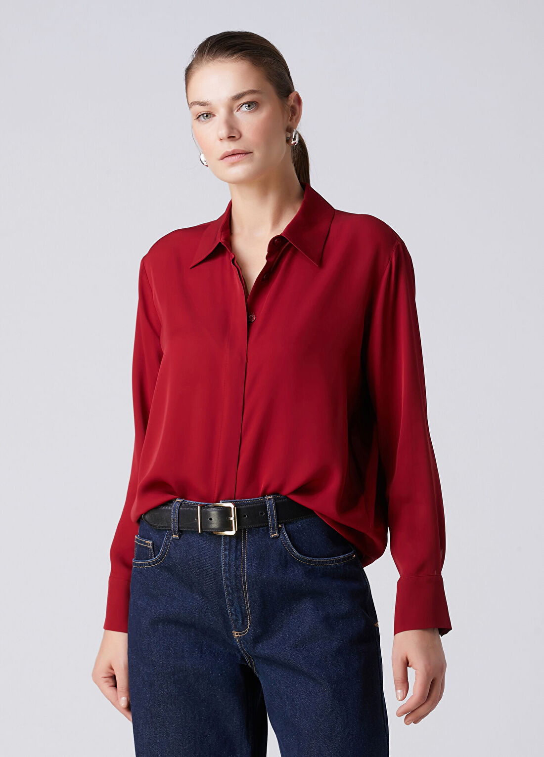 Beymen Collection Vişne İpek Gömlek