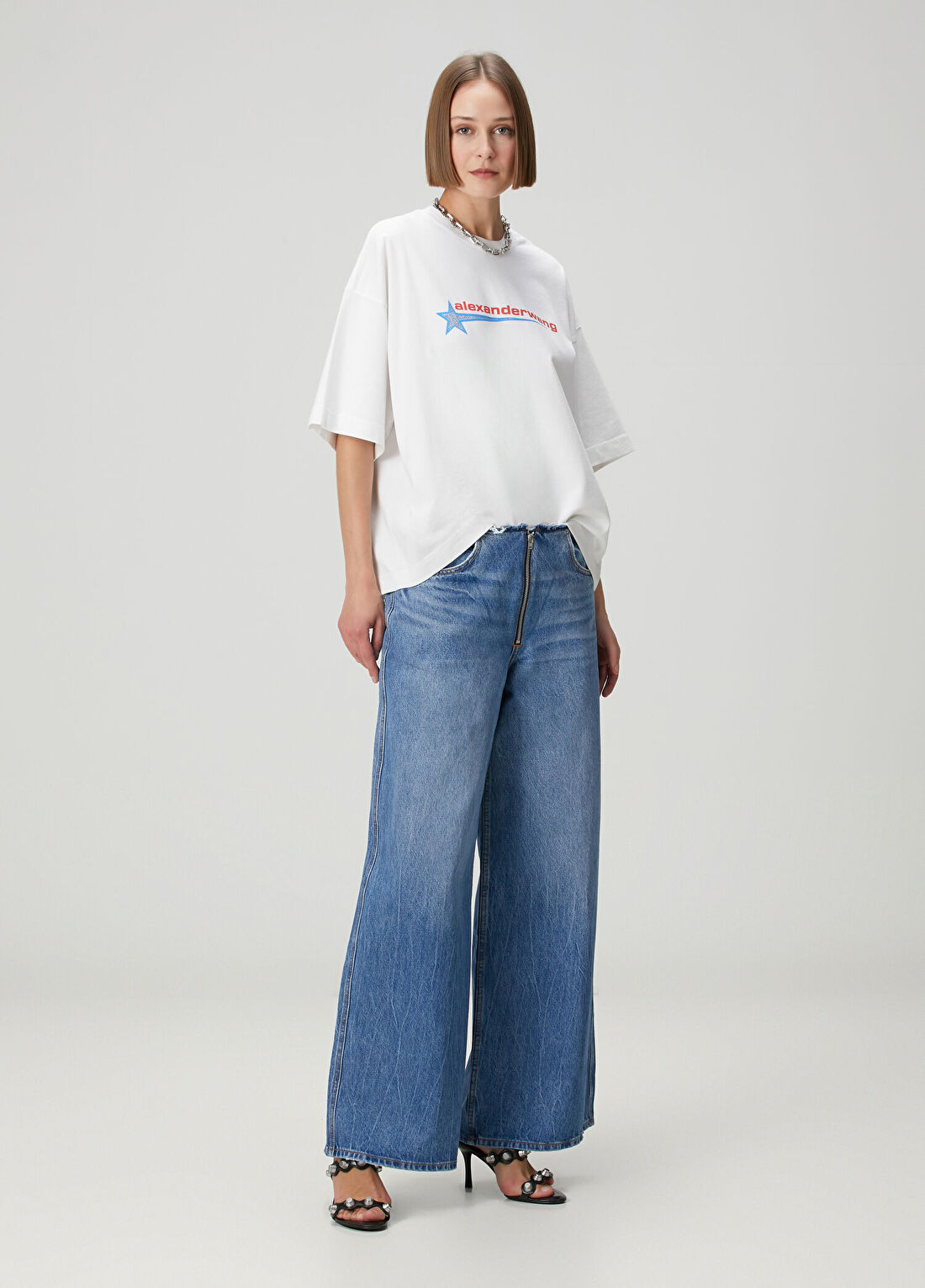 T by Alexander Wang Surge Wide Leg Mavi Jean Pantolon