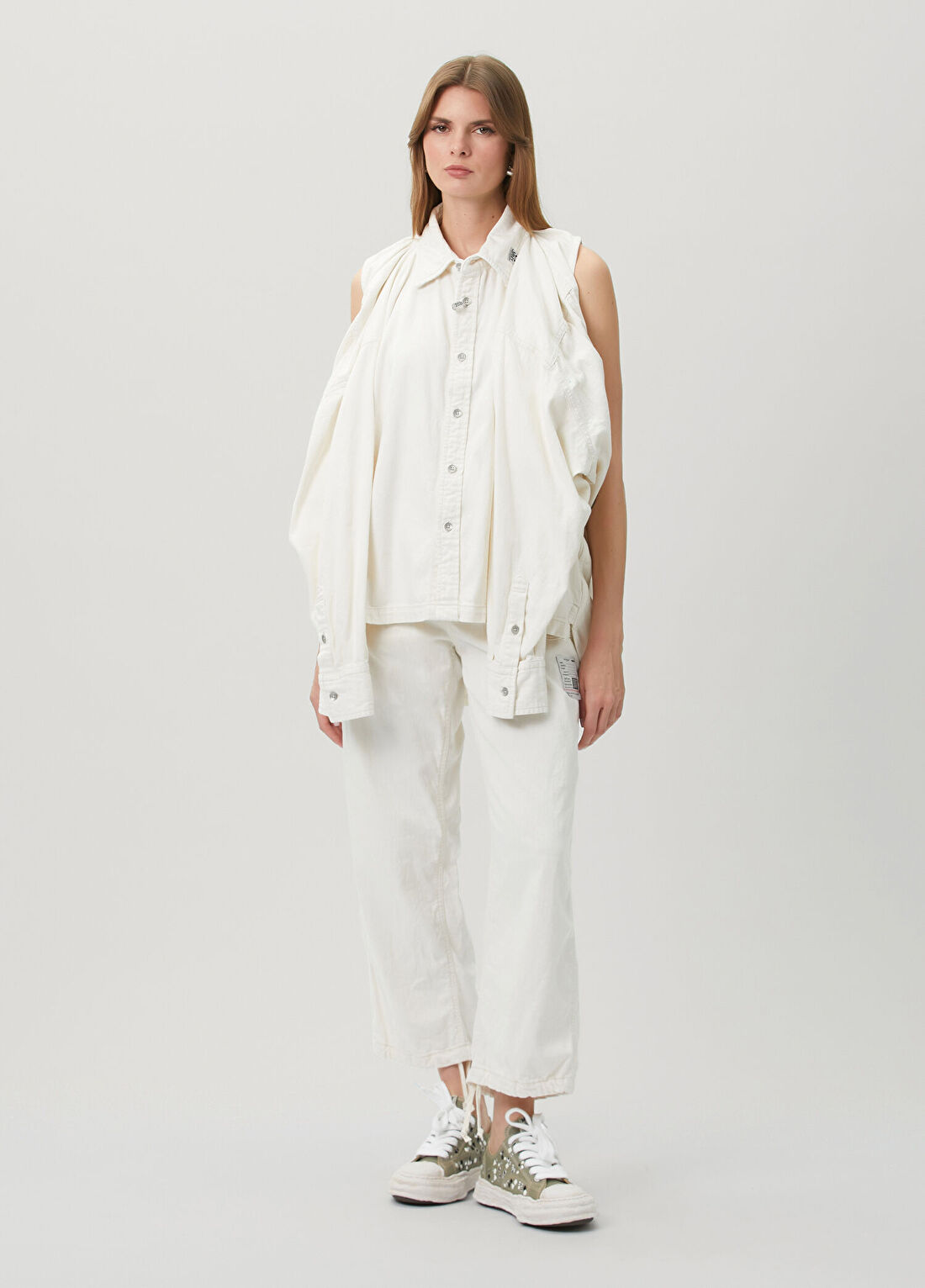 Maison Mihara Yasuhiro Beyaz Jean Pantolon
