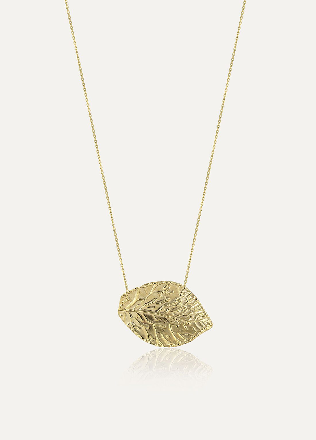 Orena Jewelry Hammered Leaf 14 Ayar Altın Kadın Kolye görsel 4