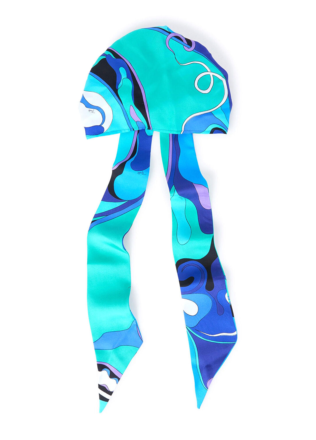 Pucci Mavi Desenli Kadın İpek Bandana