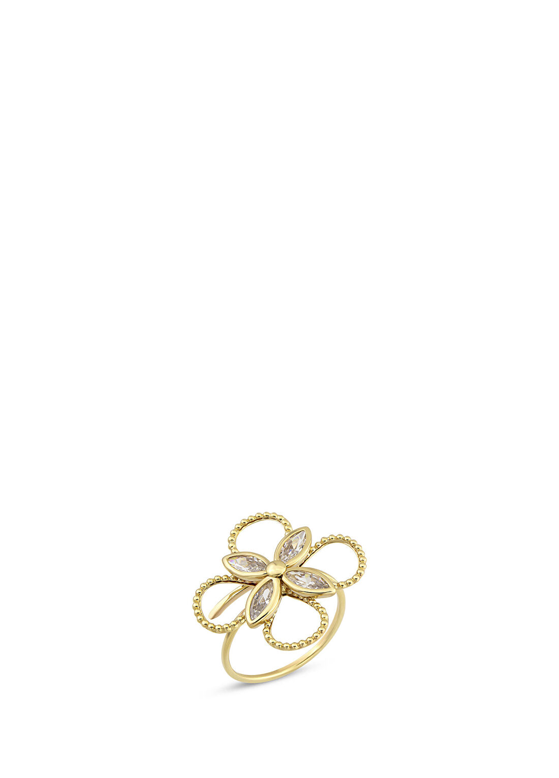 Orena Jewelry White Flower 14 Ayar Altın Kadın Yüzük