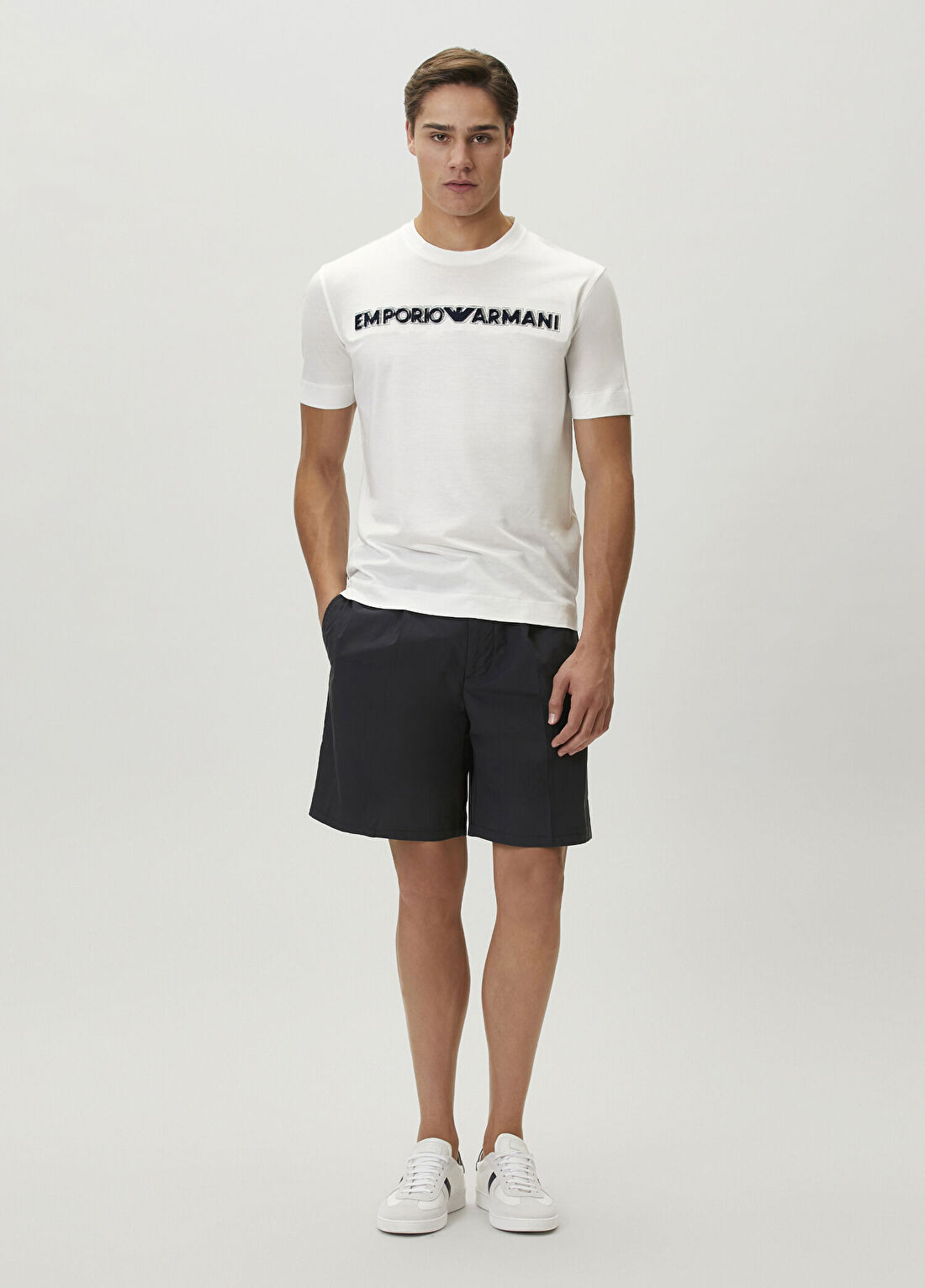 Emporio Armani Lacivert Pilili Bermuda