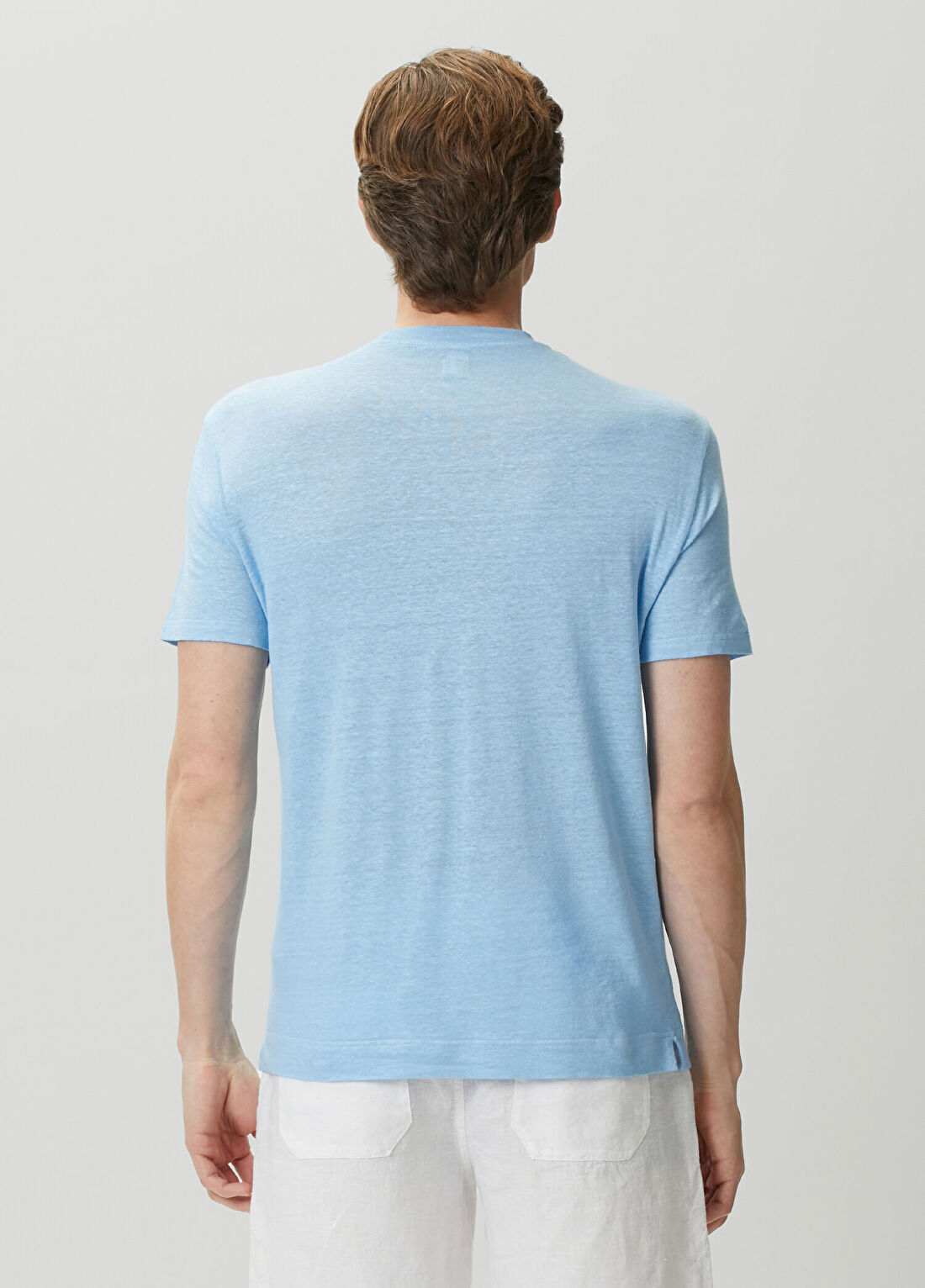 Fedeli Mavi Keten T-shirt görsel 4