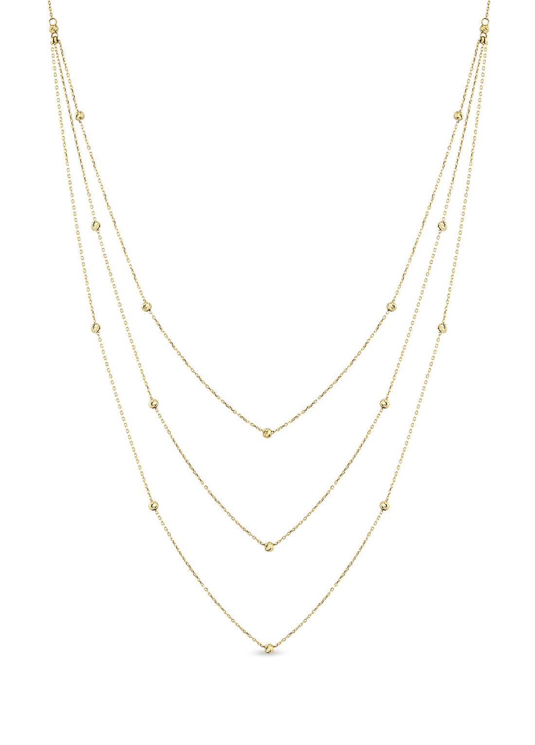 Orena Jewelry Triple Layer 14 Ayar Altın Kadın Kolye