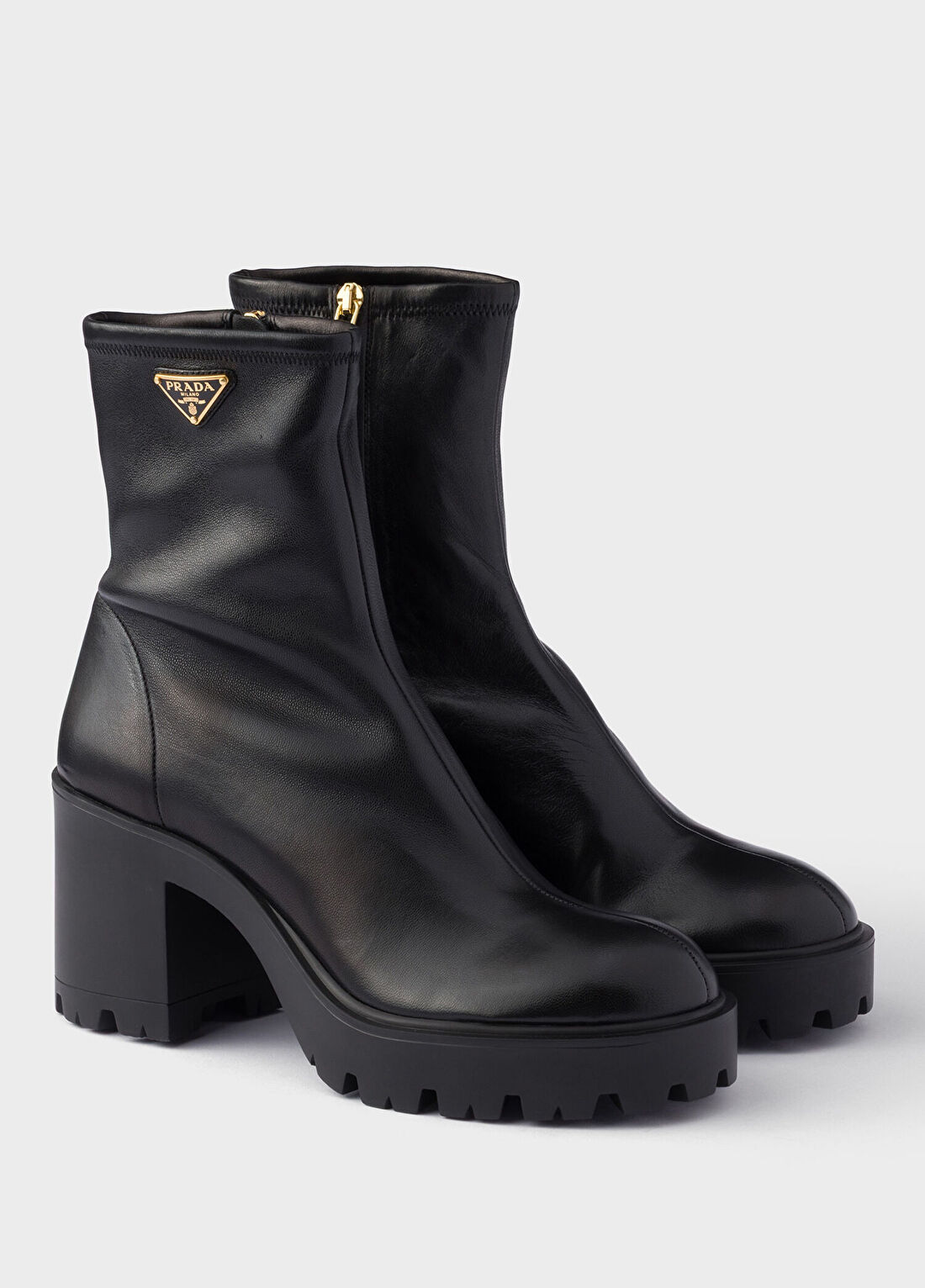 Prada Stretch Siyah Nappa Deri Kadın Topuklu Bot görsel 2
