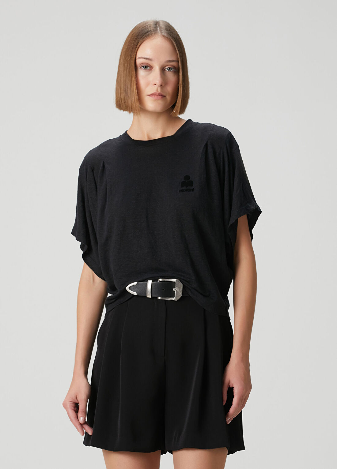 Marant Etoile Kyanzae Siyah Keten T-shirt