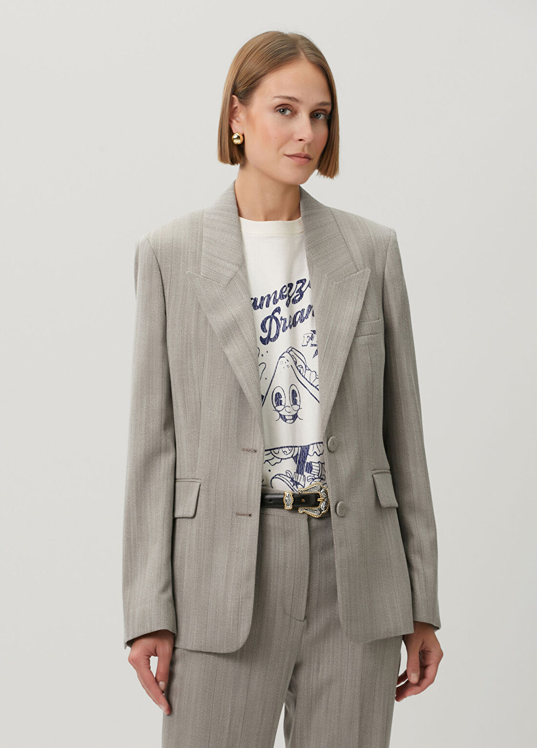 Golden Goose Regular Fit Gri Yün Blazer
