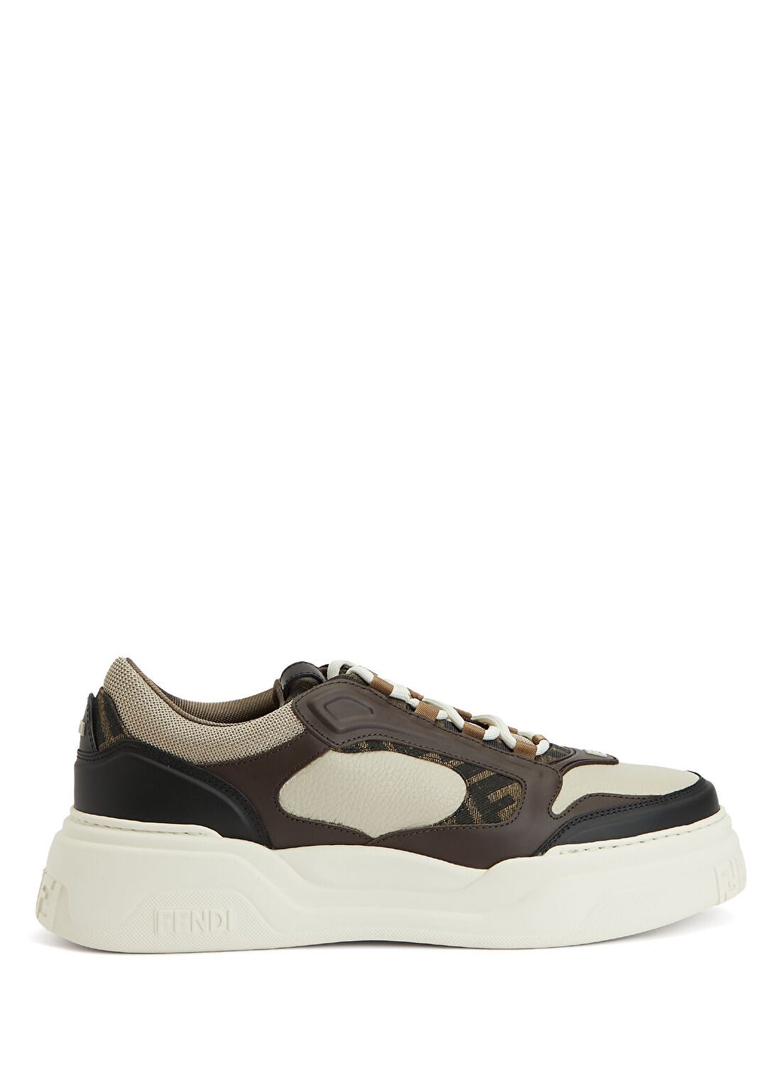 Fendi Force Bej Beyaz Erkek Deri Sneaker