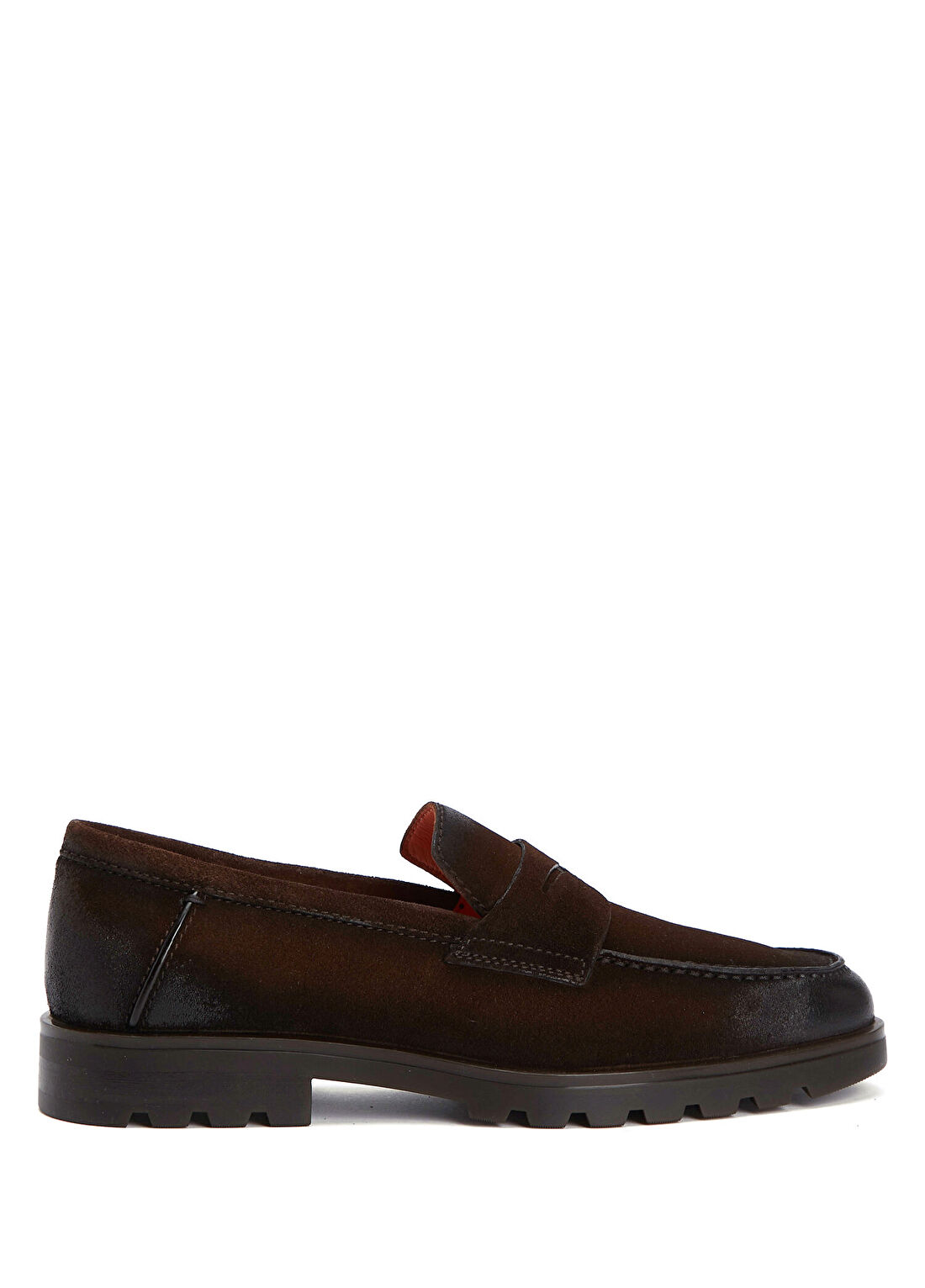 Santoni Kahverengi Erkek Süet Loafer