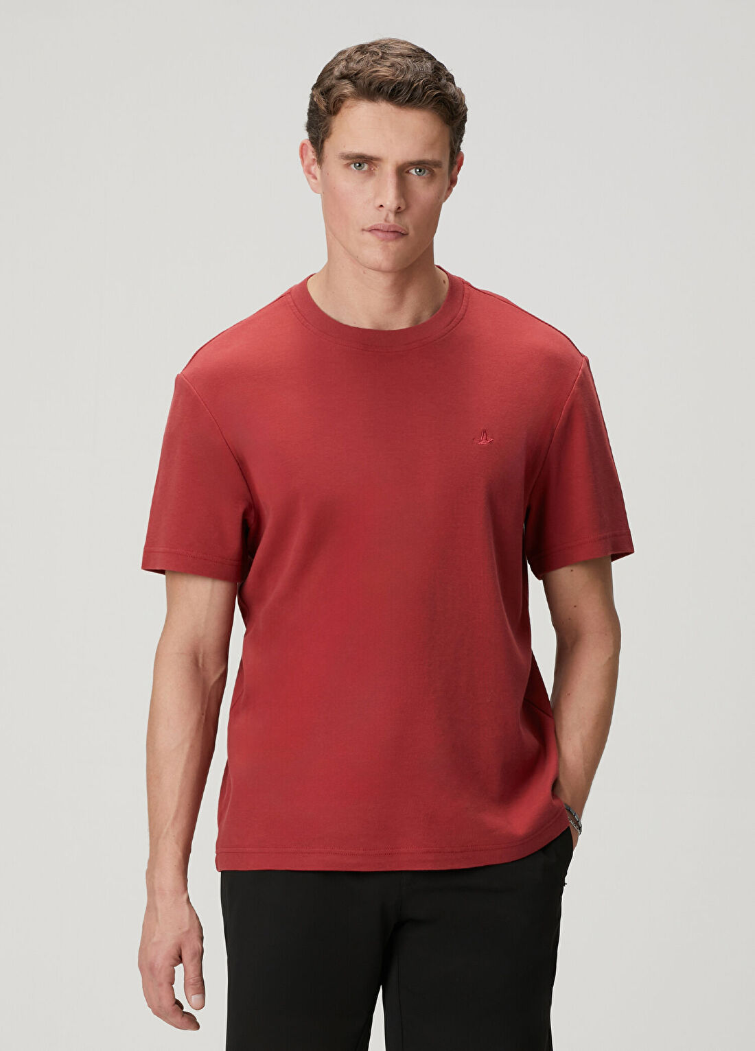 Beymen Club Mürdüm Relax Fit Interlock Basic T-shirt görsel 2