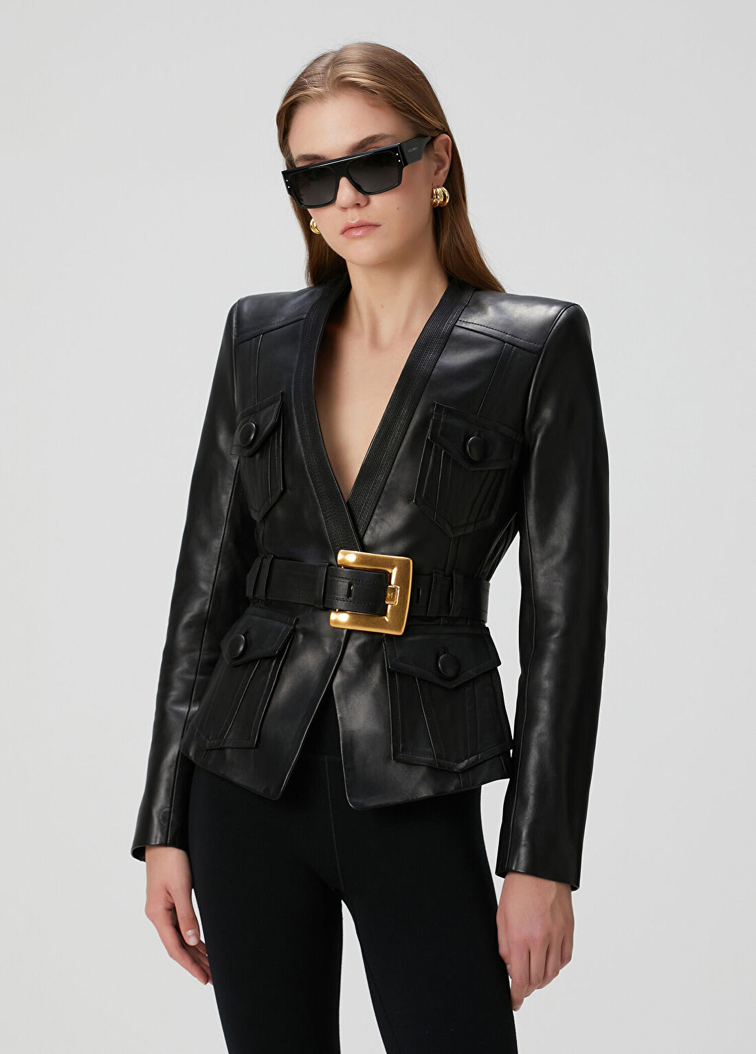 Balmain Siyah Deri Ceket