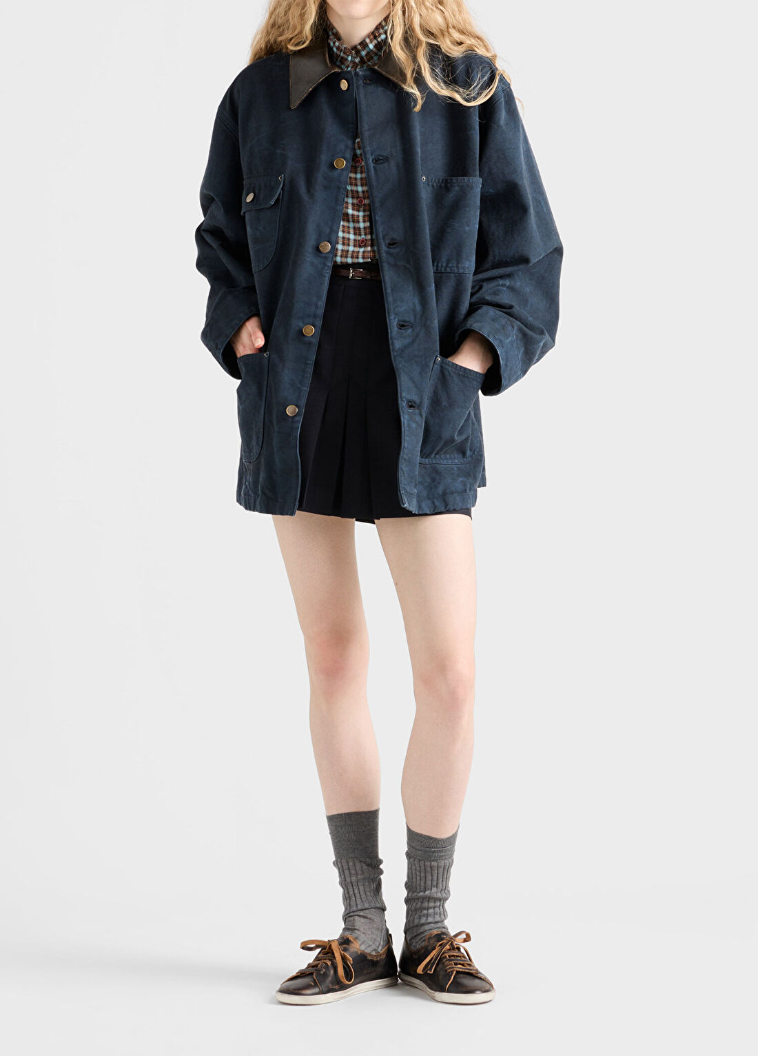Prada Kid Mohair Mavi Kadın Mini Etek görsel 2