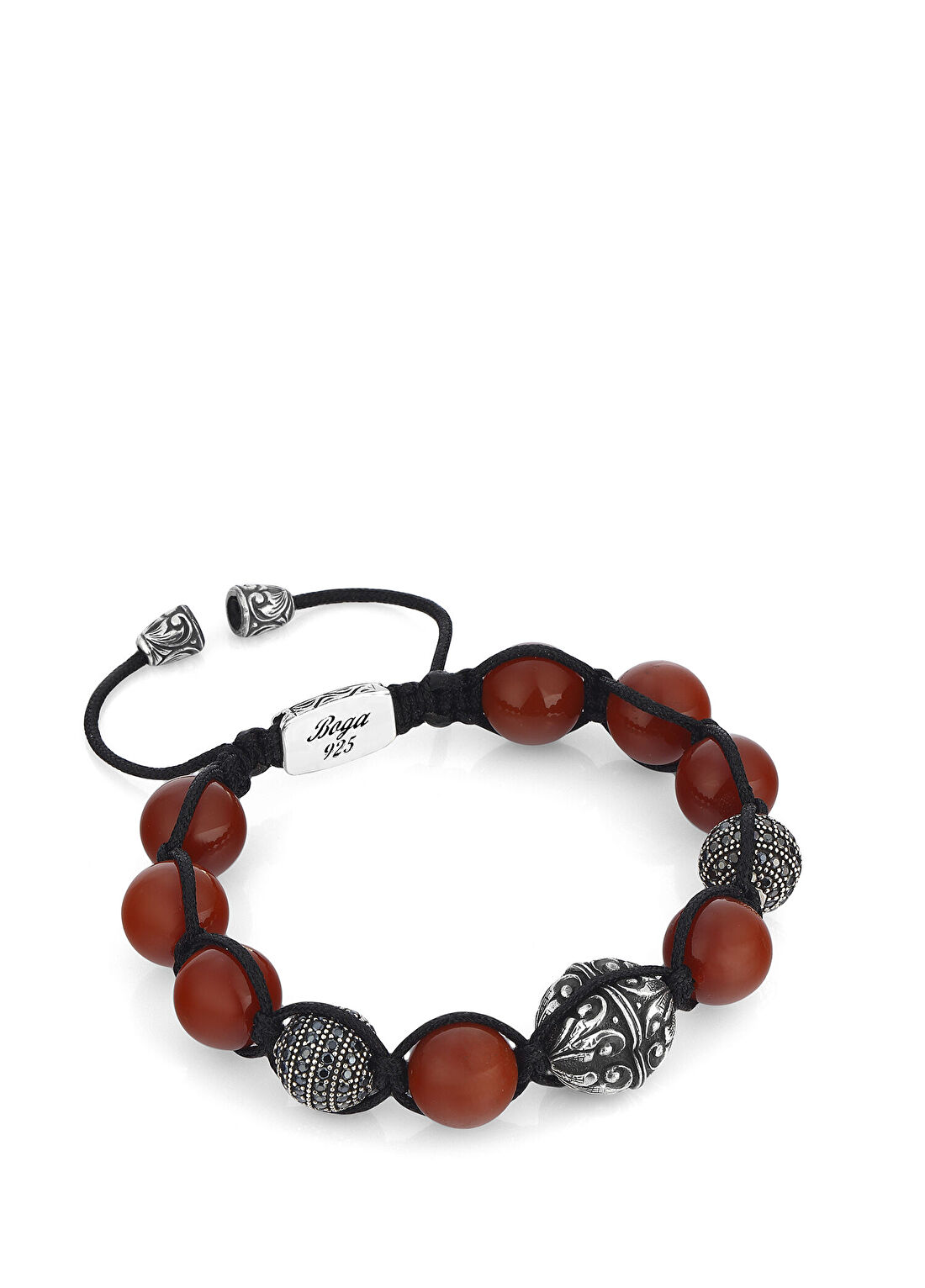 Boga Macrame Gemstone Erkek Gümüş Bileklik
