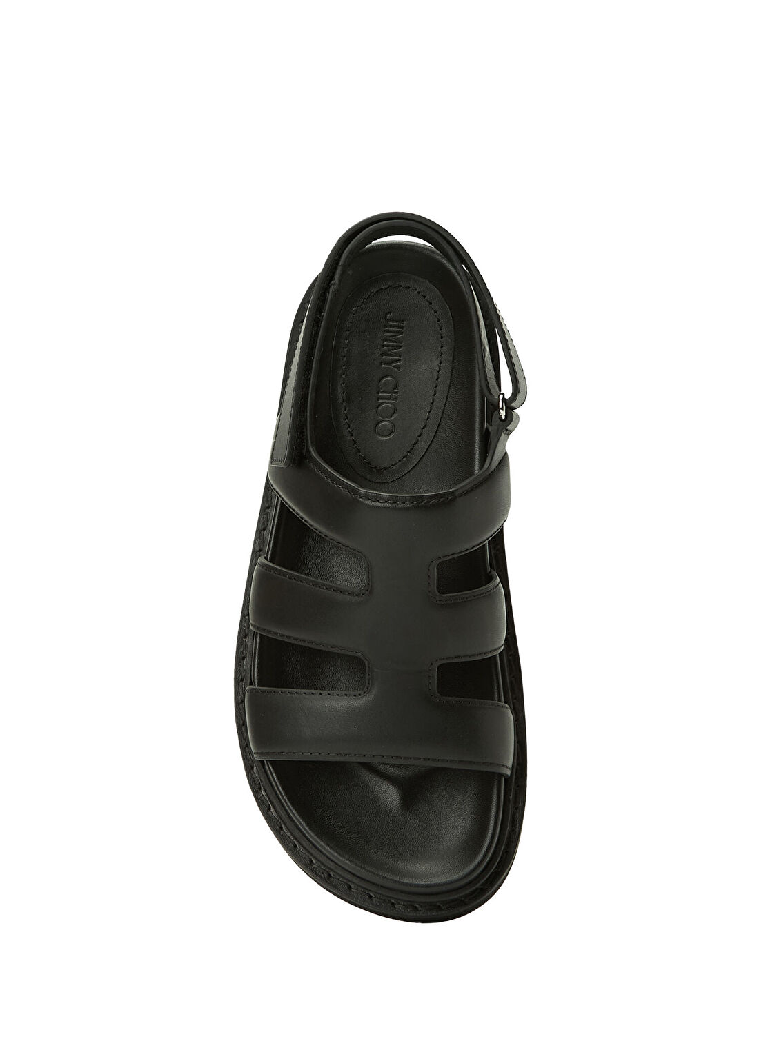 Jimmy Choo Siyah Erkek Deri Sandalet görsel 4