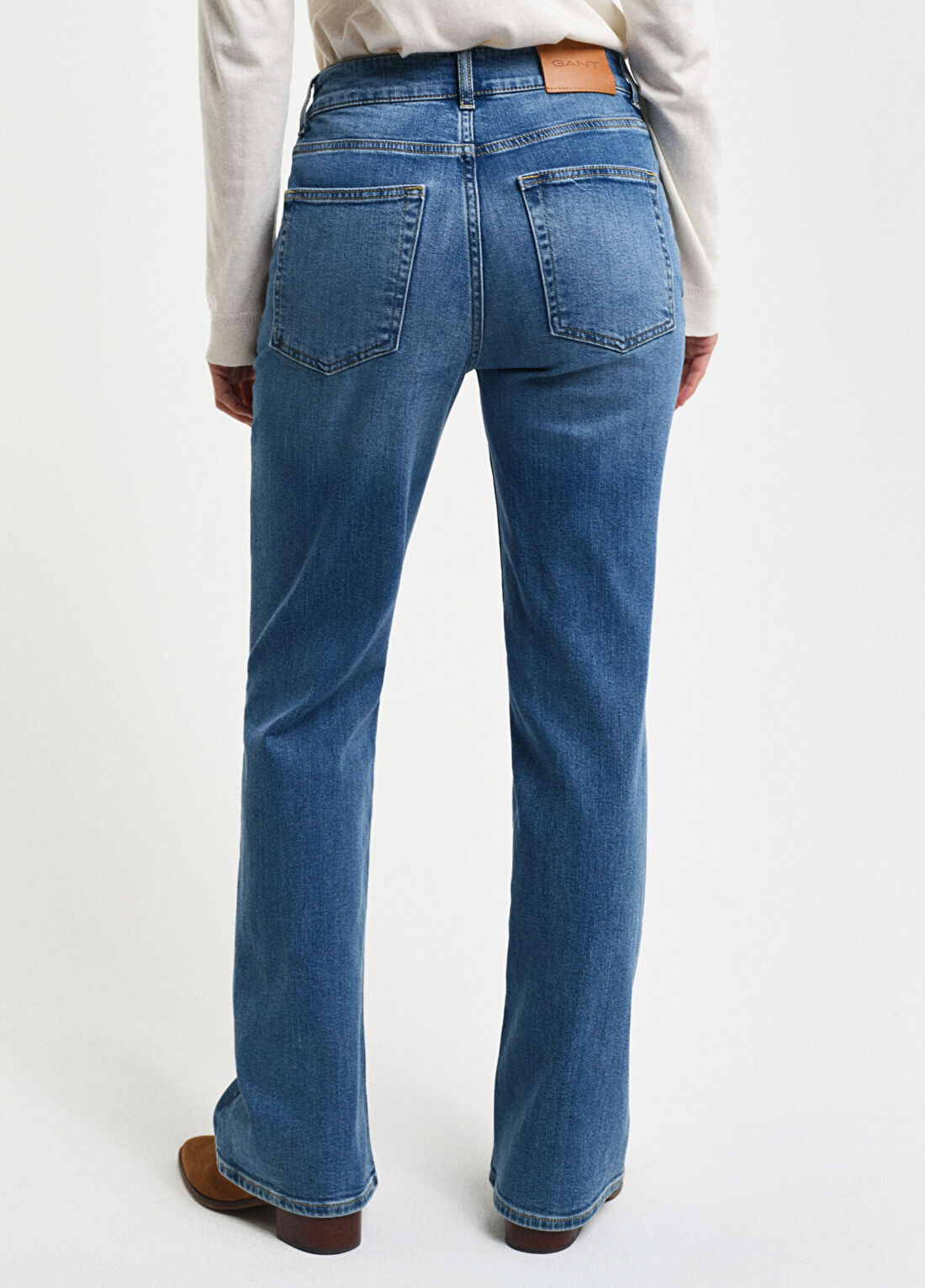 Gant Mavi Flare Paça Slim Fit Kadın Jean Pantolon görsel 4