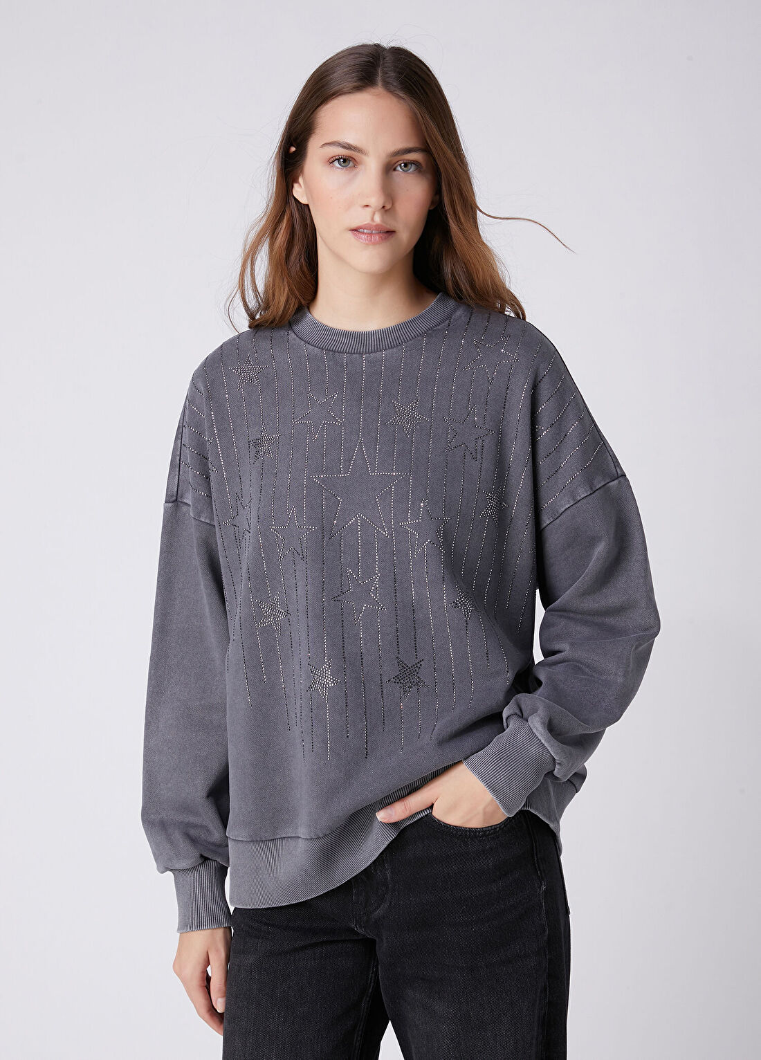 Beymen Club Antrasit Taş Baskılı Sweatshirt görsel 4