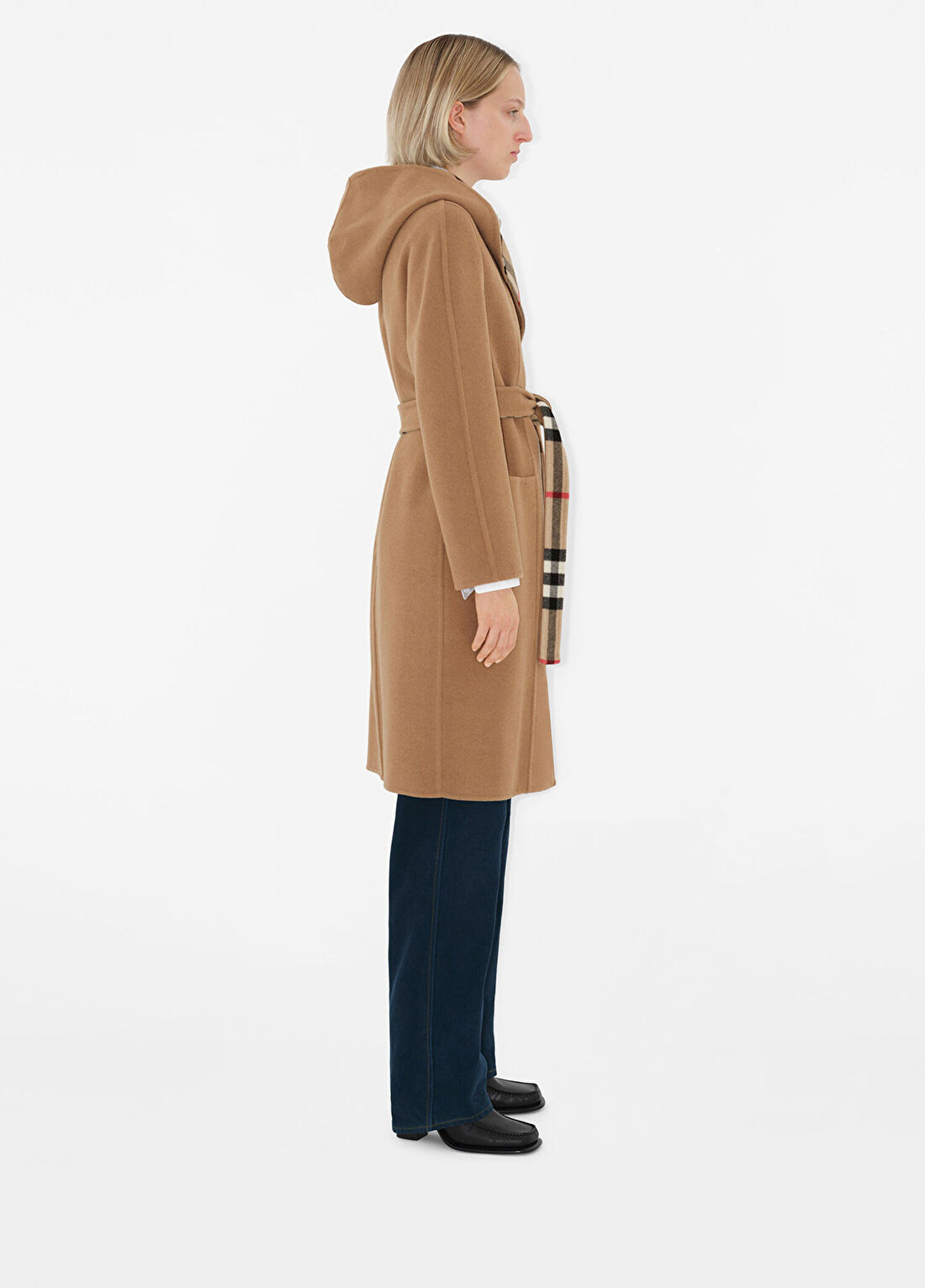 Burberry Bej Yün Wrap Kadın Palto görsel 2