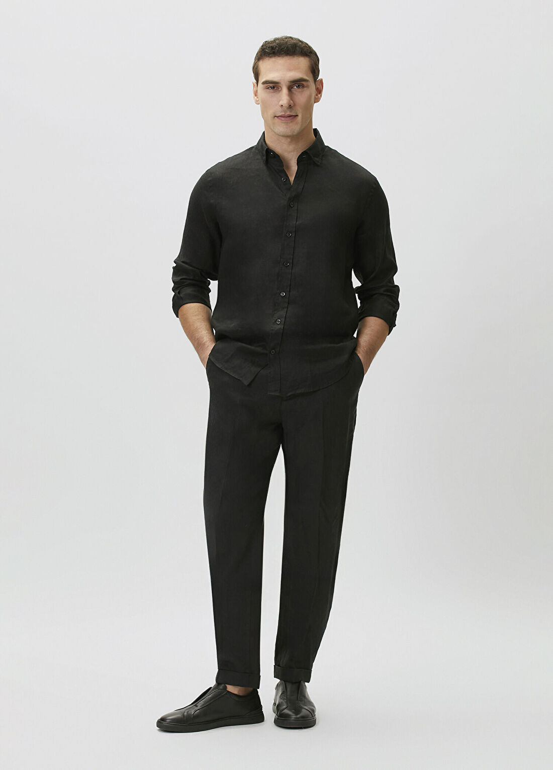 Network Siyah Keten Jogger Pantolon