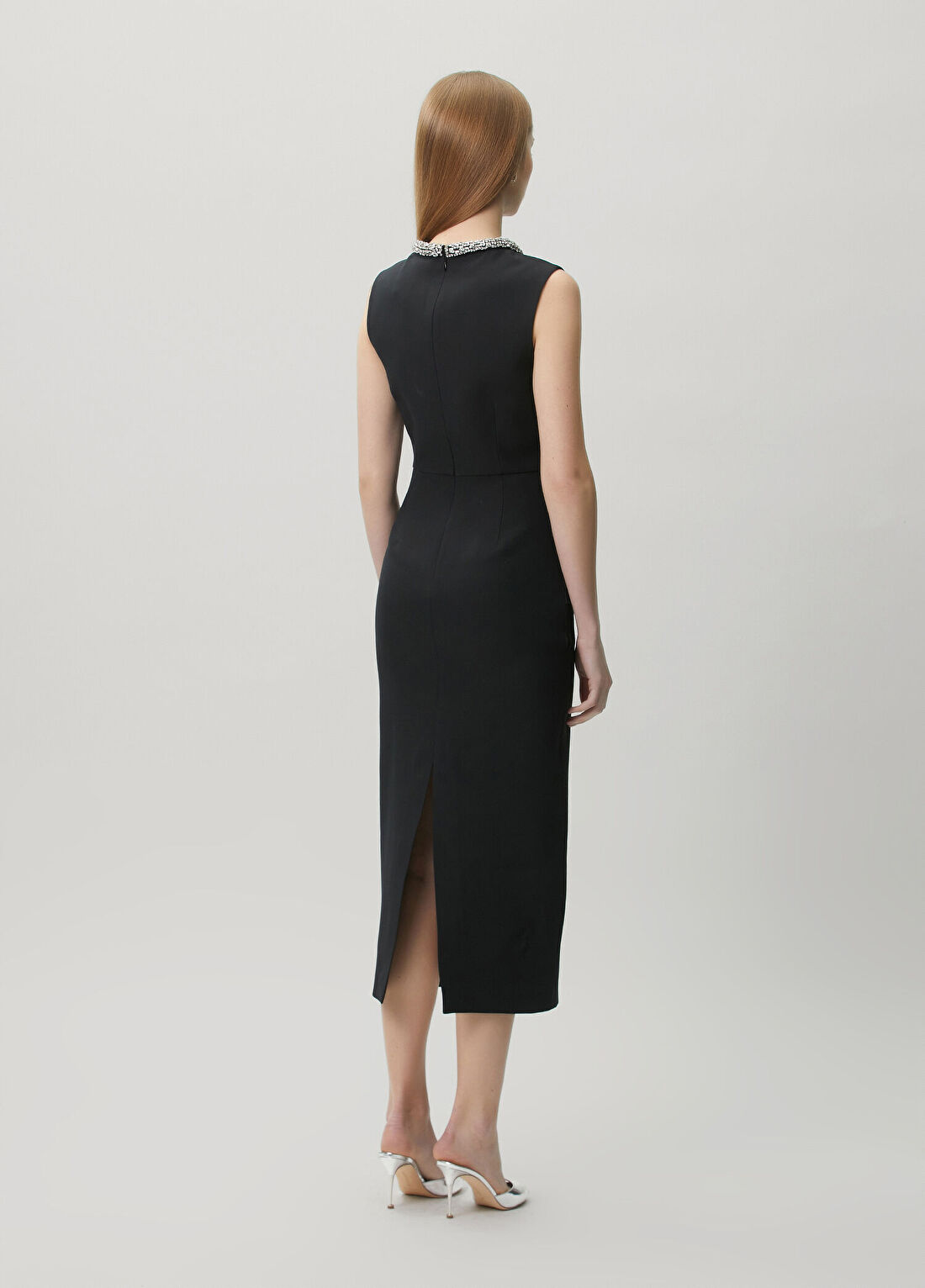 Roland Mouret Siyah Midi Yün Kokteyl Elbise görsel 4