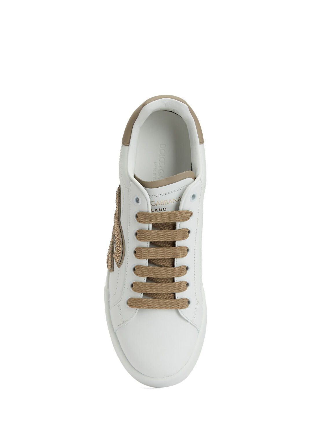 Dolce&Gabbana Portofino Beyaz Taba Kadın Deri Sneaker görsel 4