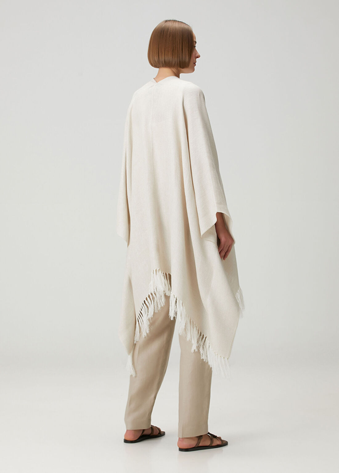 Brunello Cucinelli Bej Keten Kaftan görsel 4